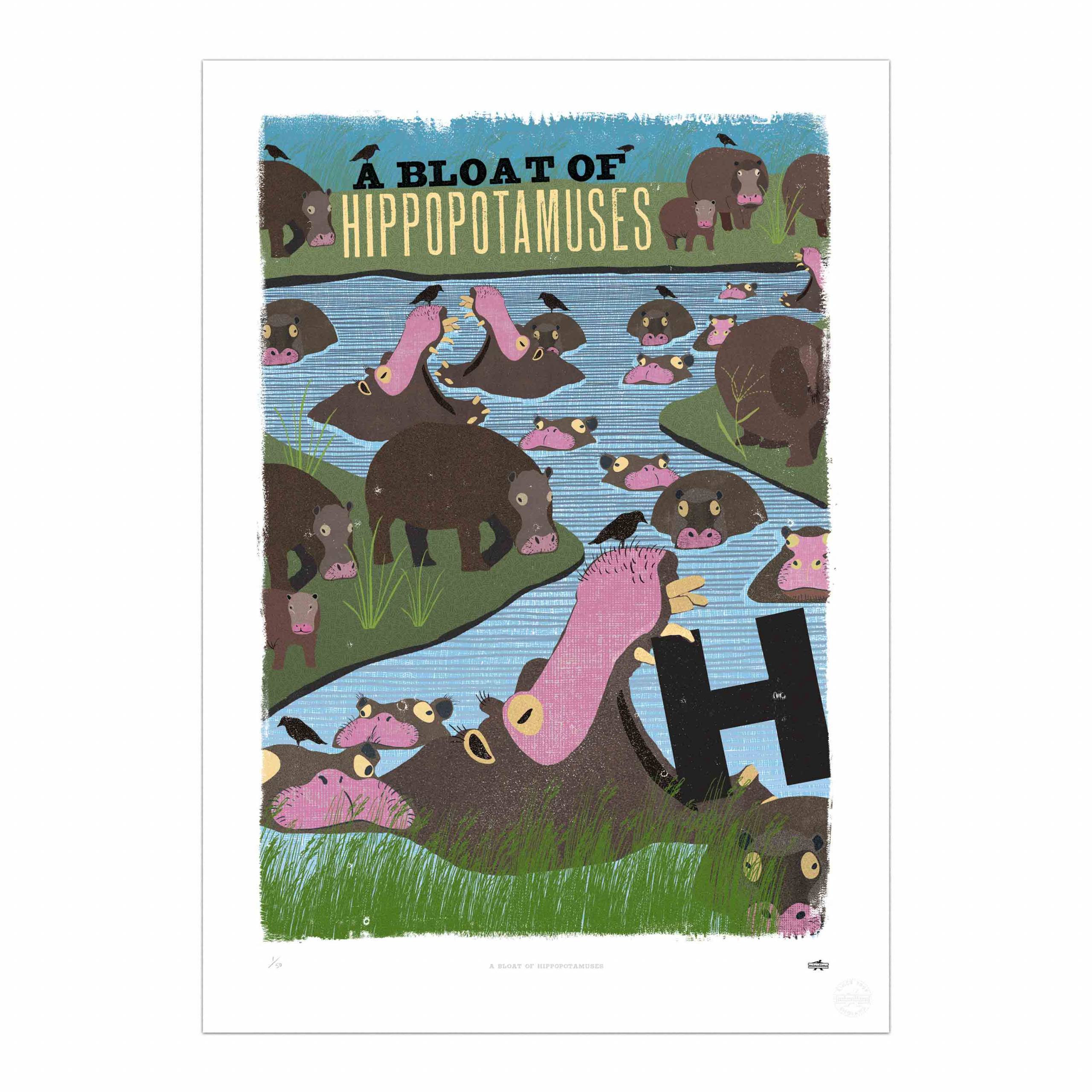 A Bloat of Hippopotamuses Print