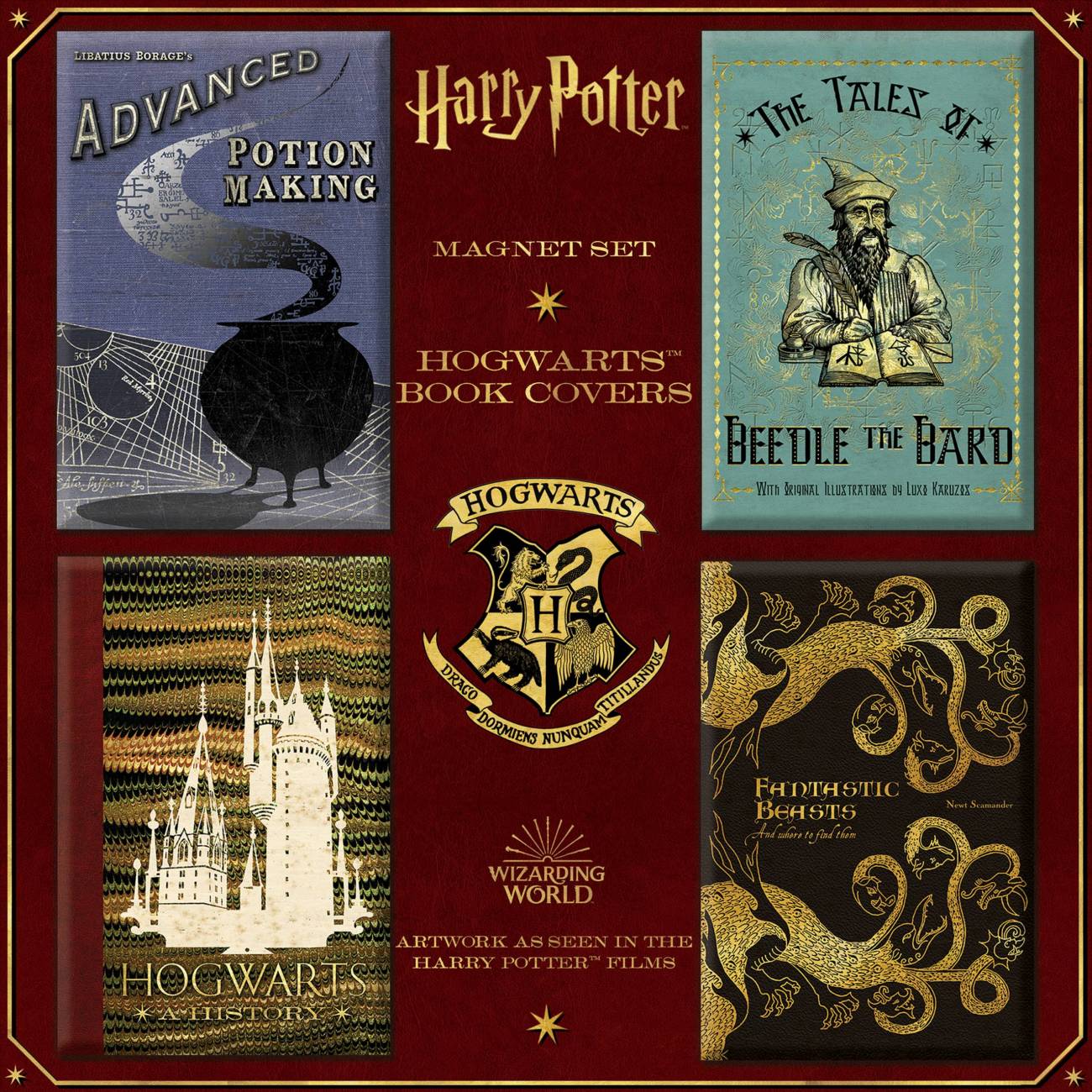 Bærecirkel let at håndtere Hus Hogwarts Book Covers Magnet Set - MinaLima