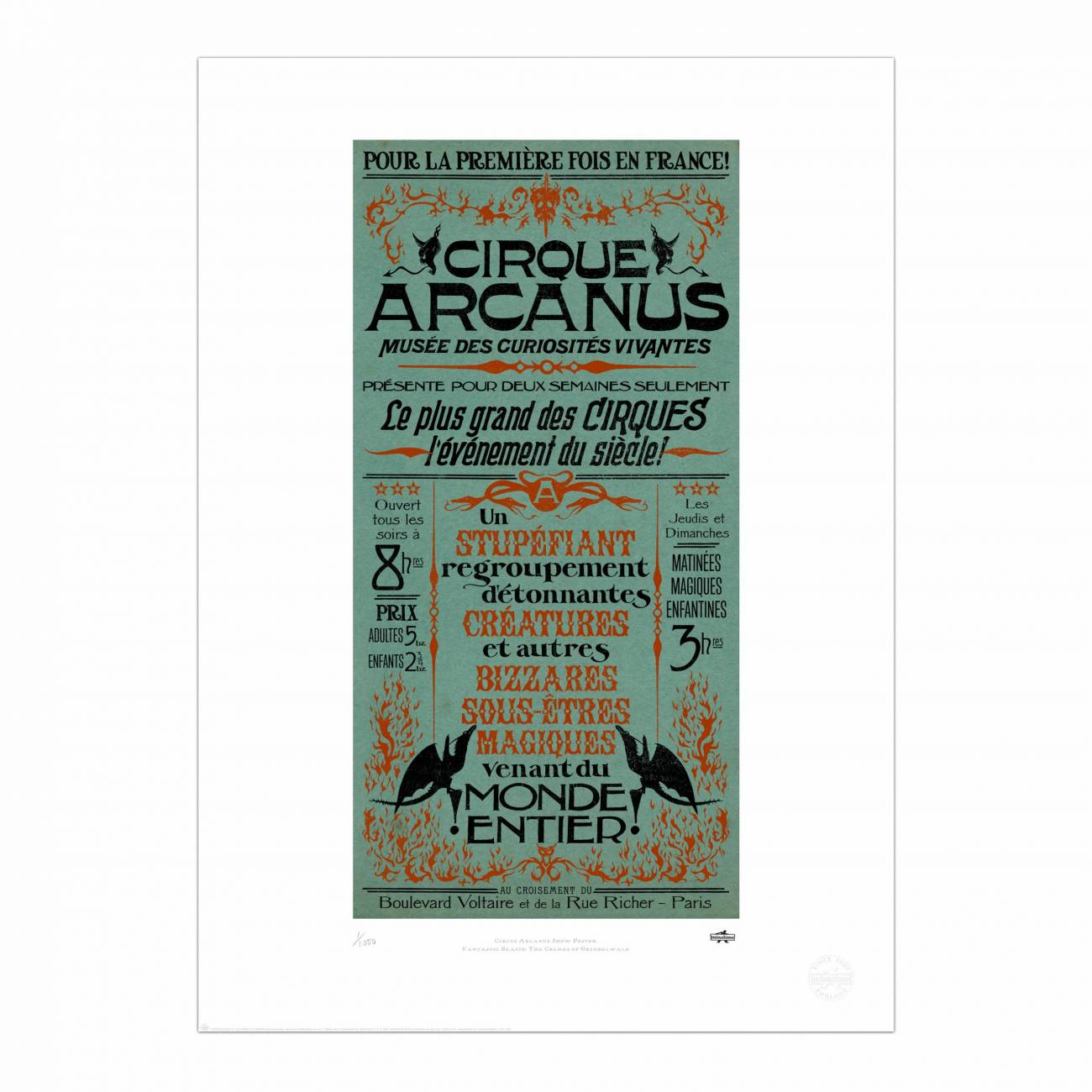MinaLima - <b>Edition of 250 Our Premium Print is embellished with orange foil, comes with a Certificate of Authenticity, is numbered, embossed and signed by Miraphora and Eduardo printed on Hahnemühle fine art paper.</b>