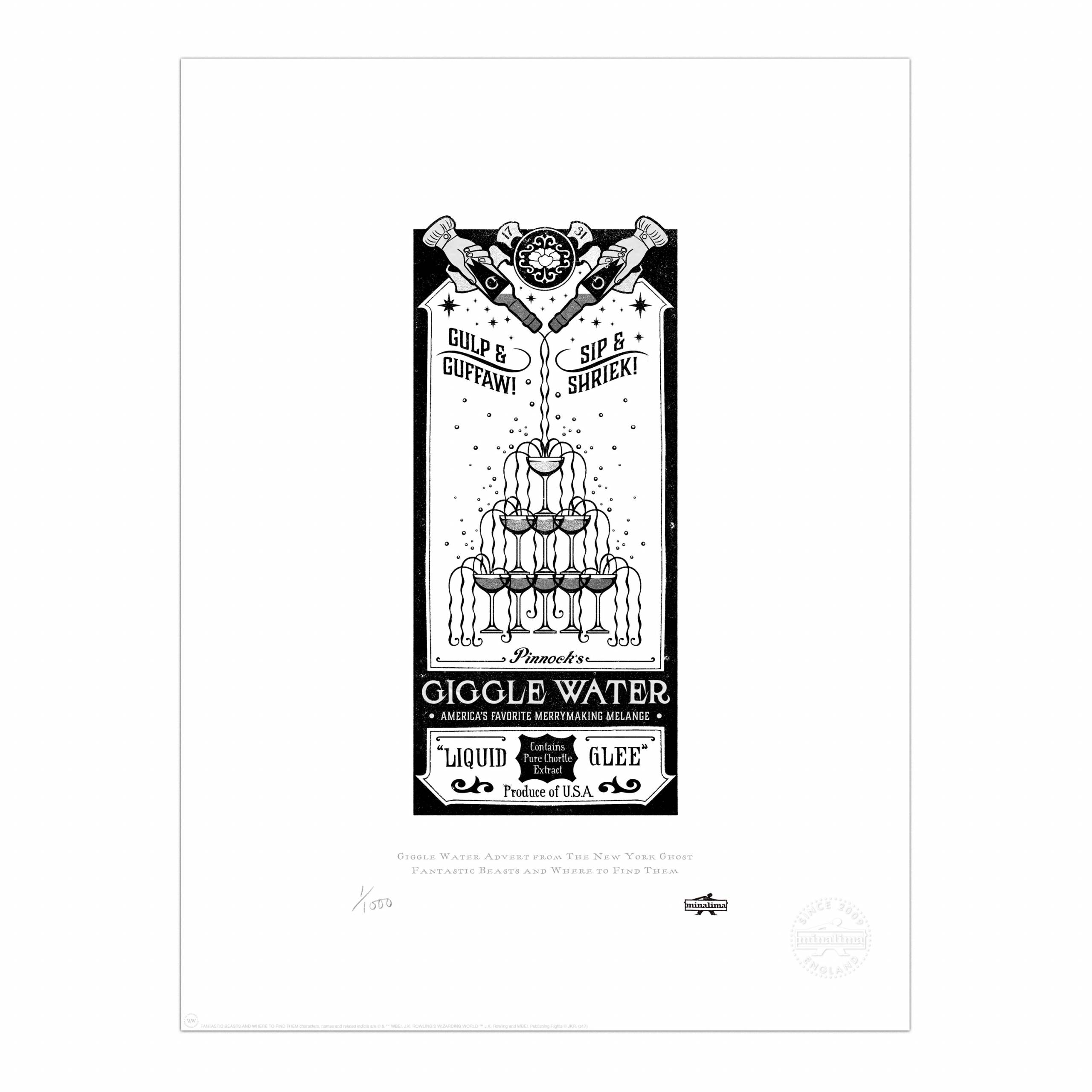 Giggle Water Advert from The New York Ghost - MinaLima