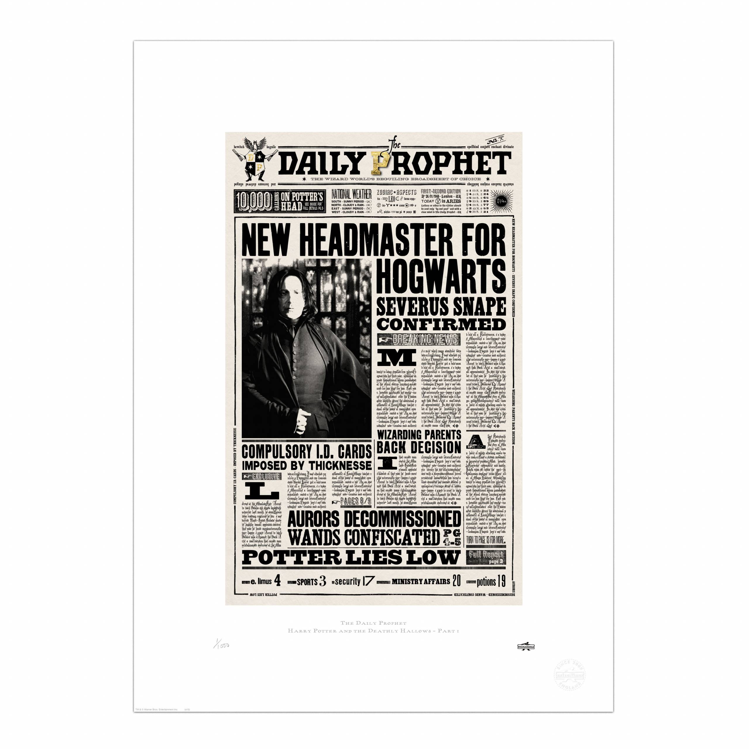 The Daily Prophet - ‘New Headmaster for Hogwarts’ - MinaLima