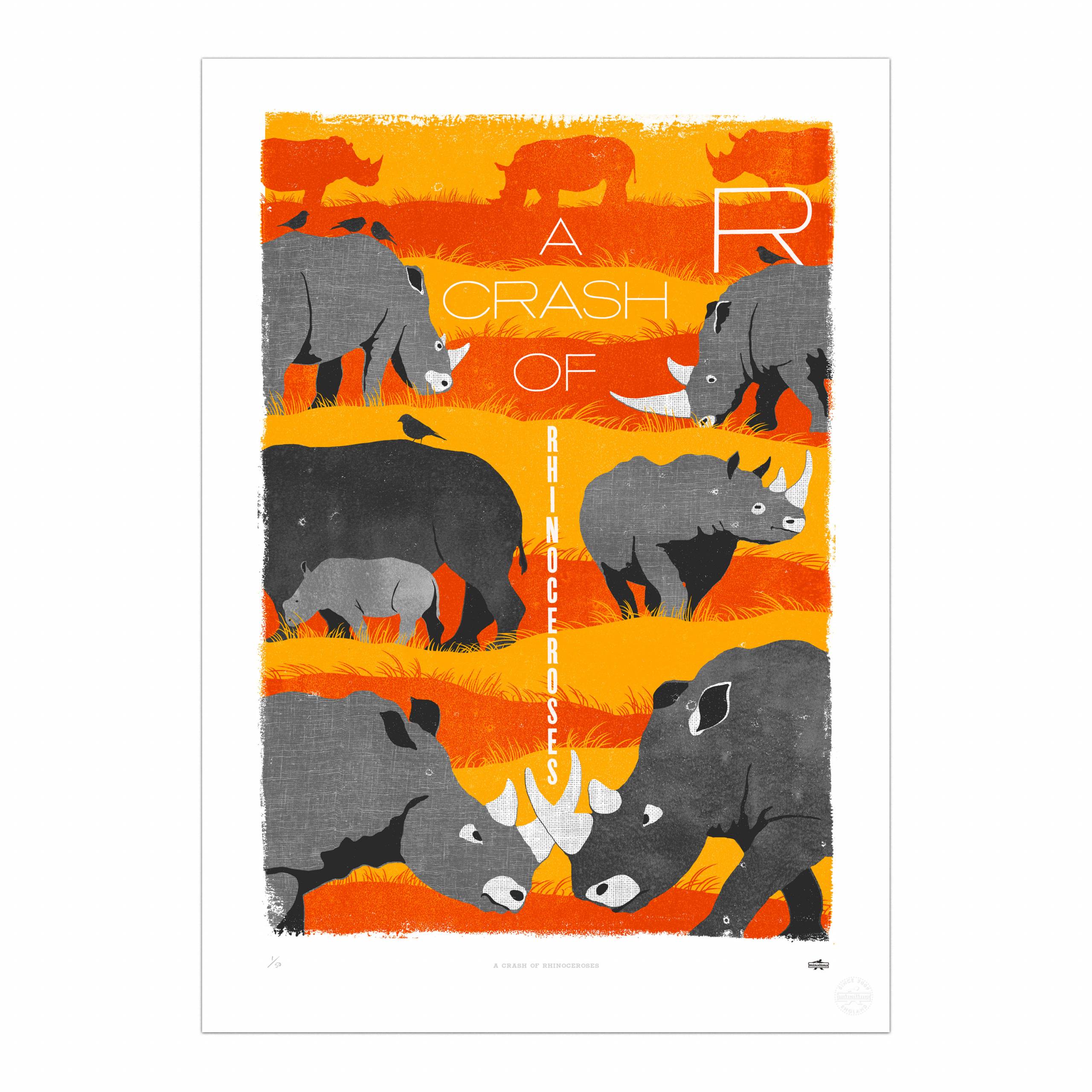 A Crash of Rhinoceroses Print