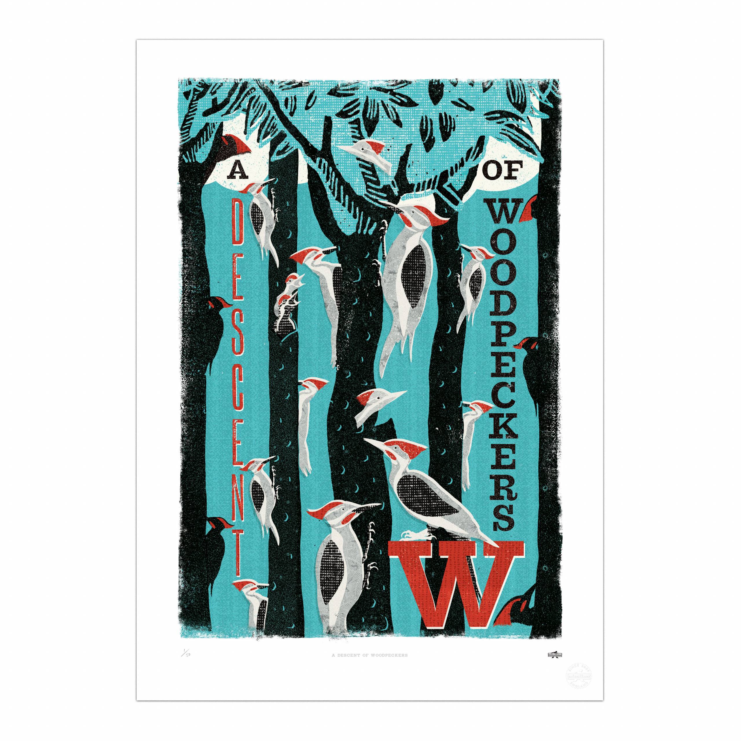A Descent of Woodpeckers Print