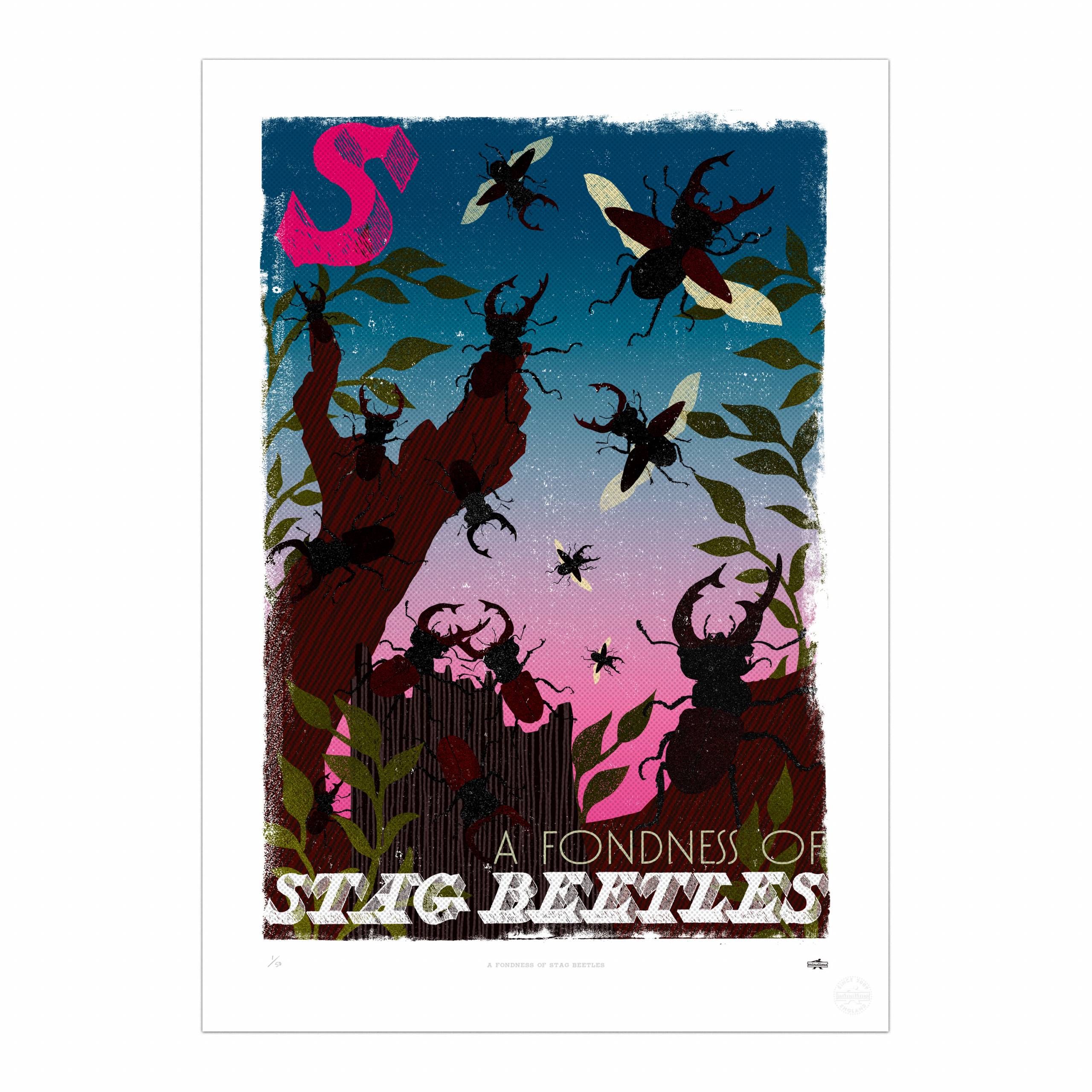A Fondness of Stag Beetles Print