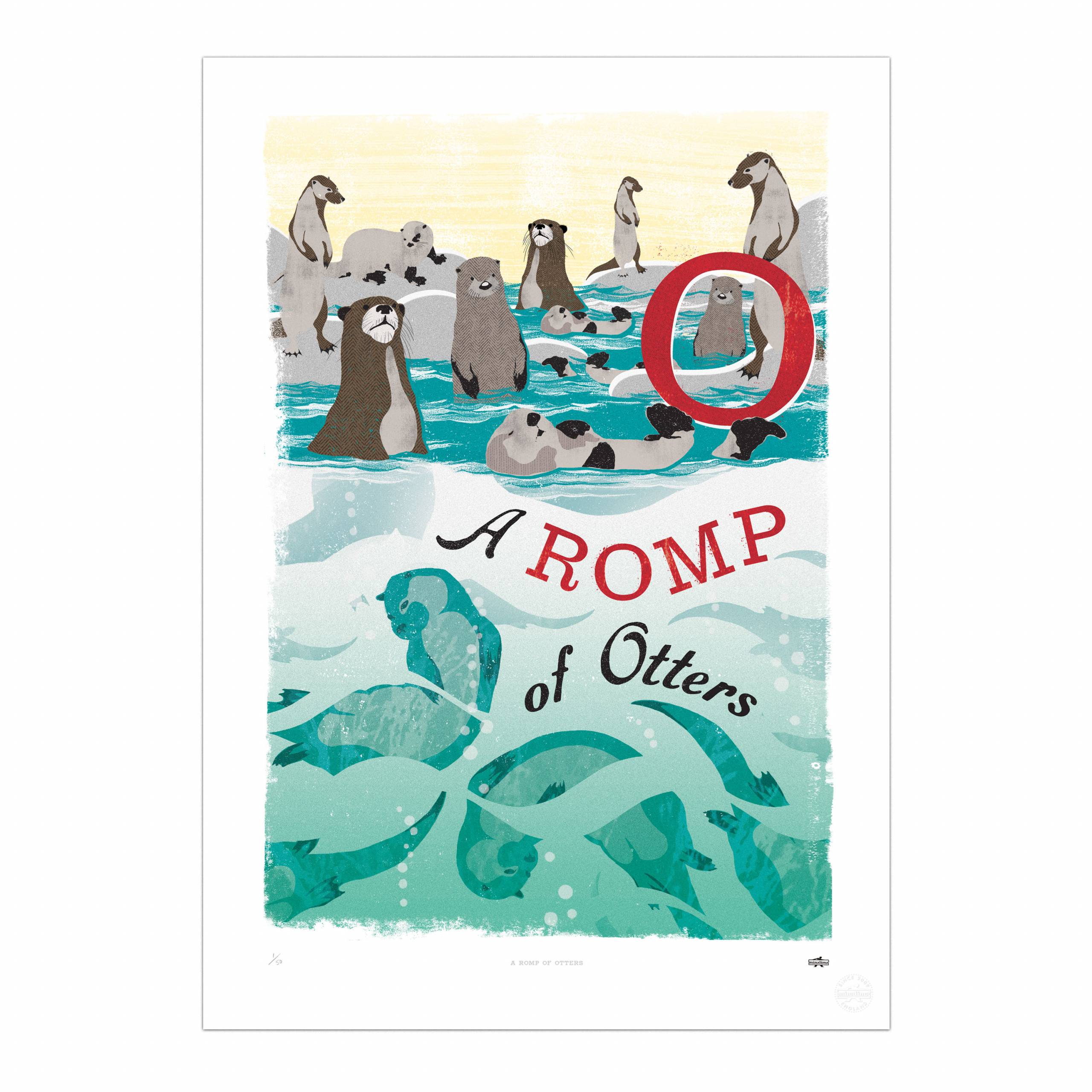 A Romp of Otters Print