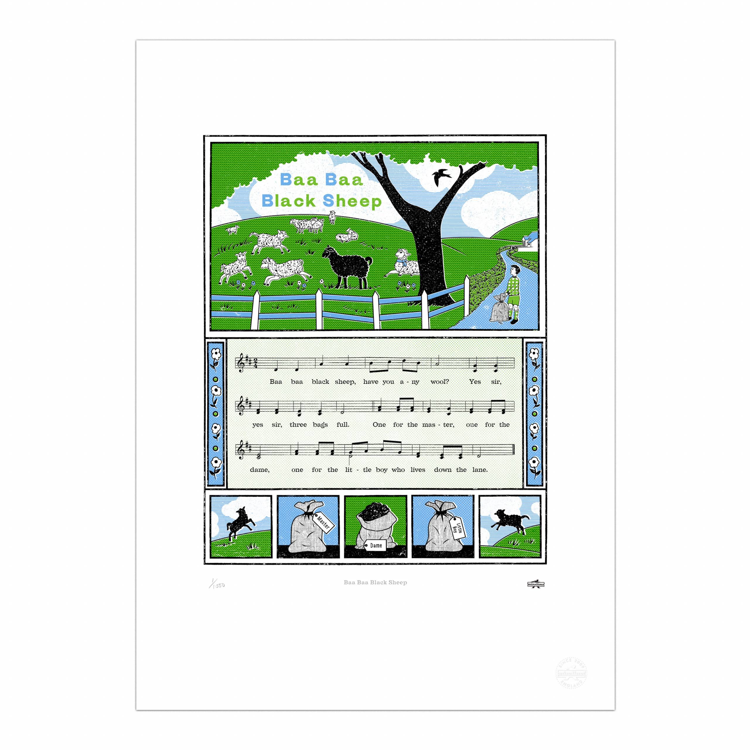 Baa Baa Black Sheep - Nursery Rhyme Print