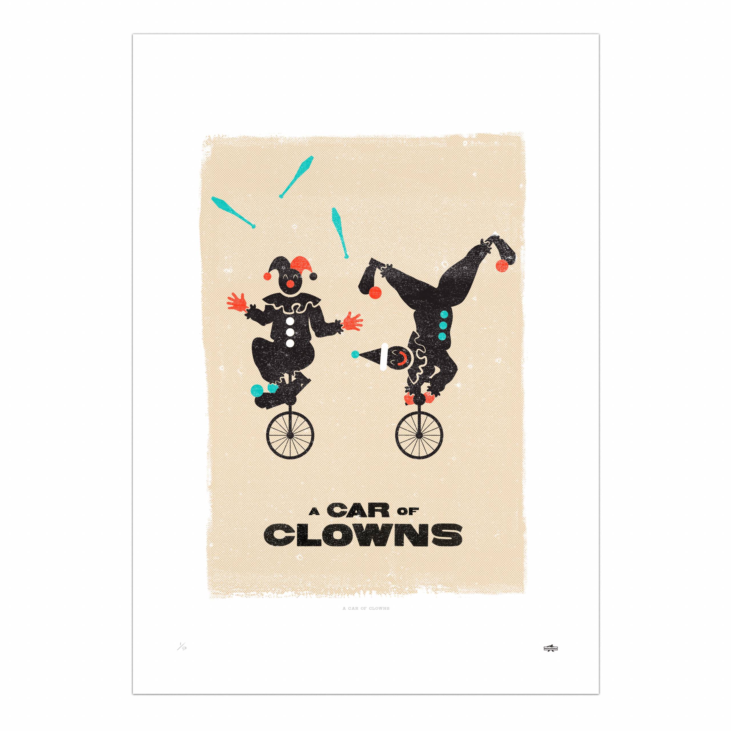 A Car of Clowns Print
