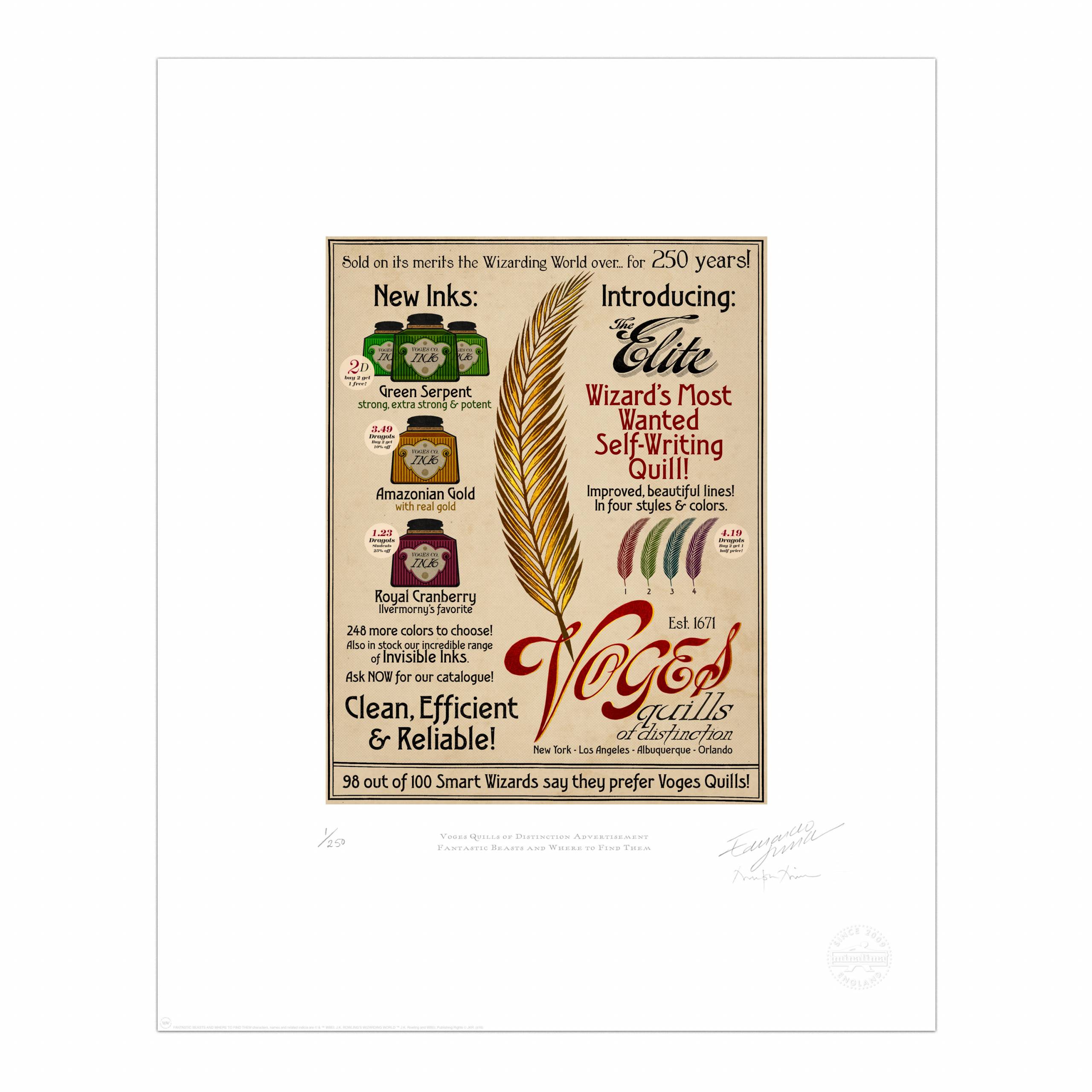 Voges Quills of Distinction Advertisement