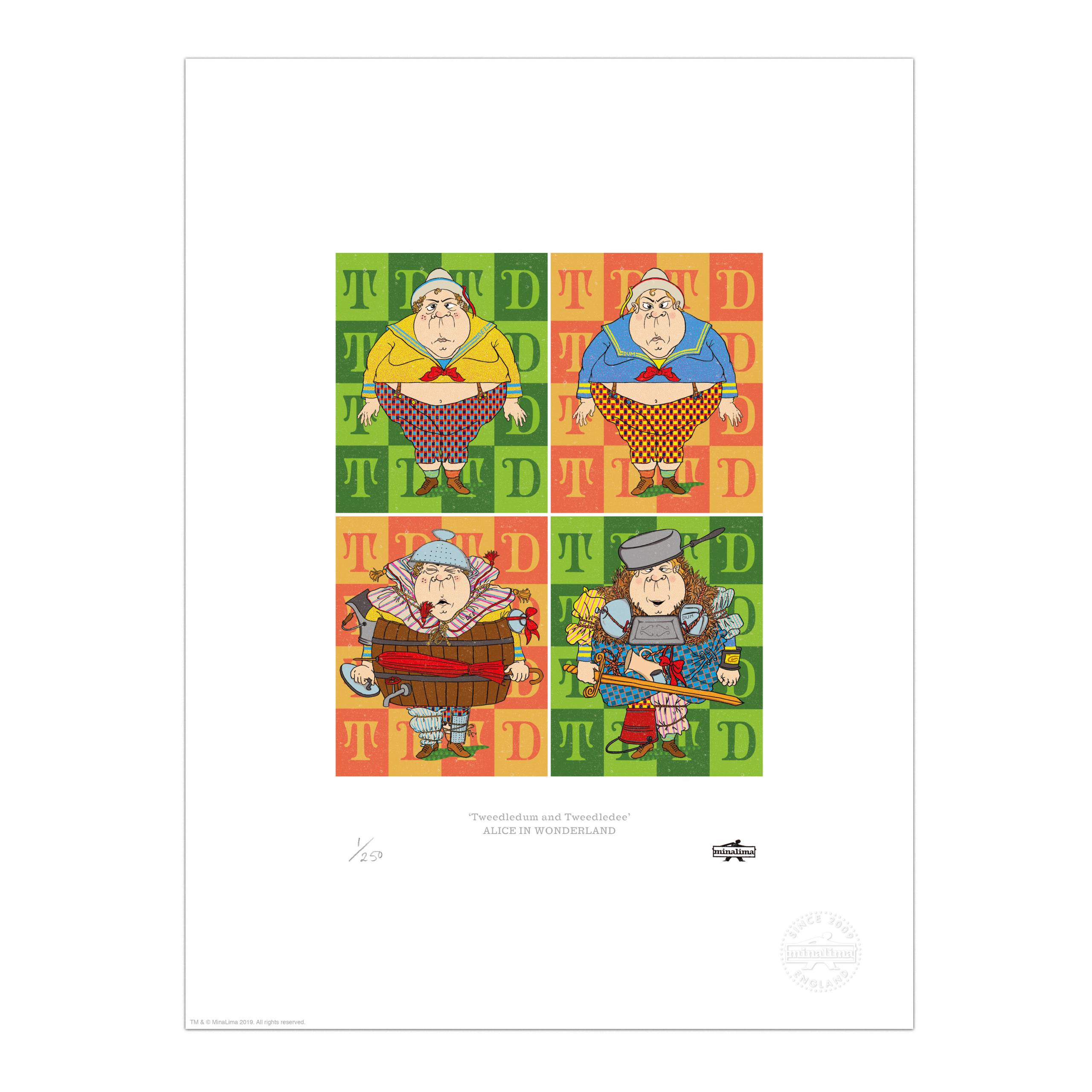 Product image of Tweedledum and Tweedledee, a print from MinaLima Alice's Adventure's in Wonderland