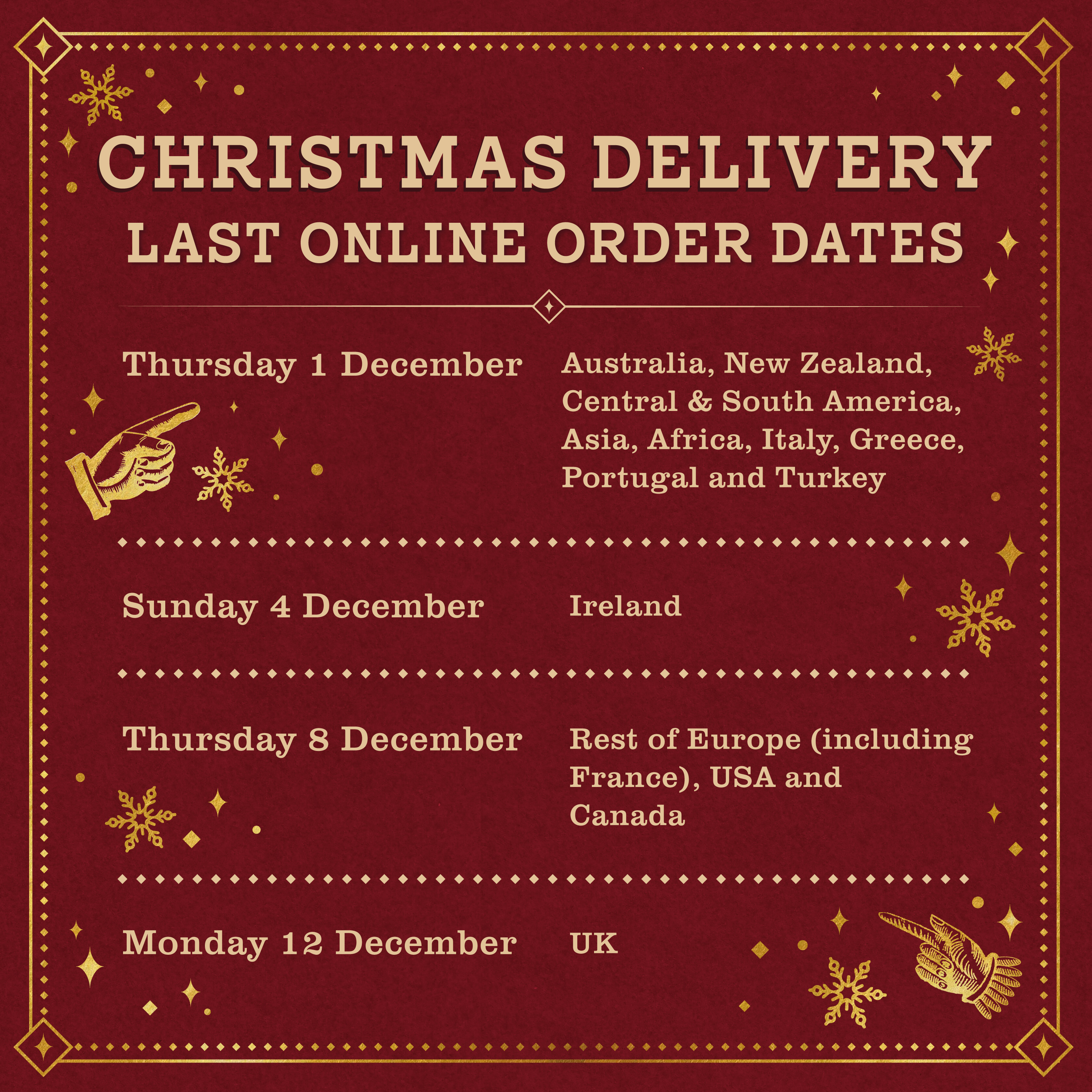Christmas Delivery Dates 2022