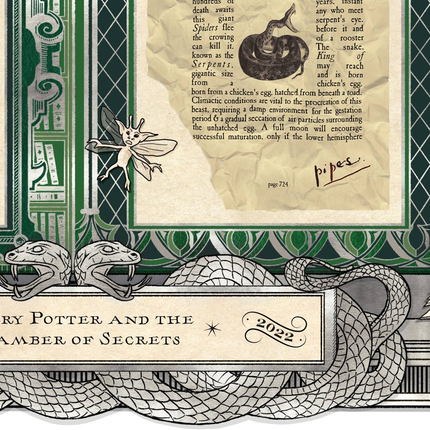NEW lot x6 Foiled Mina Lima Harry Potter Greeting Cards Art Prints