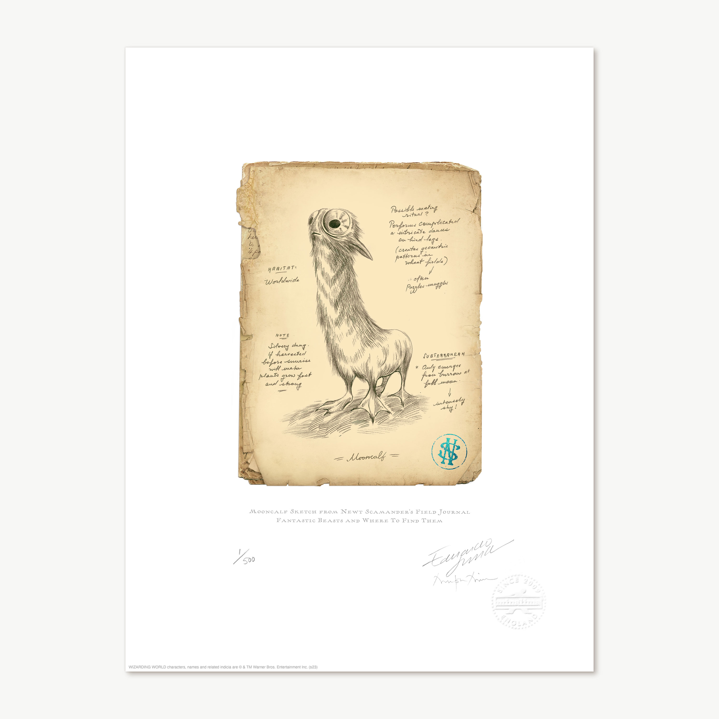 Mooncalf Sketch from Newt Scamander's Field Journal