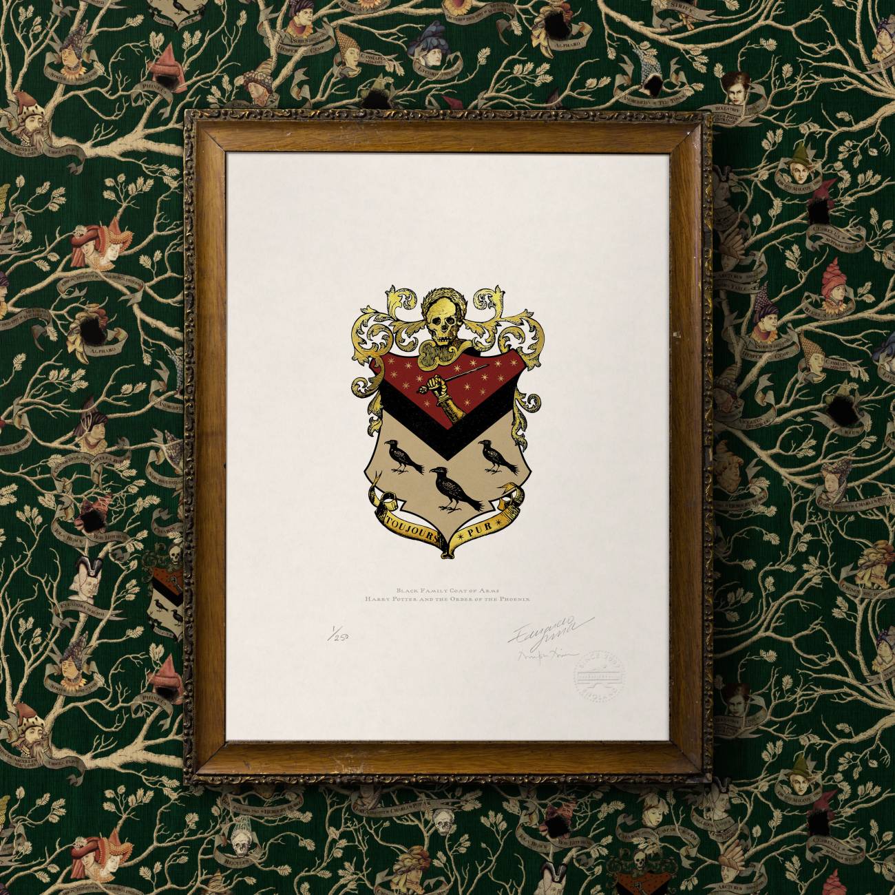 Black Family Coat of Arms Art Print - MinaLima