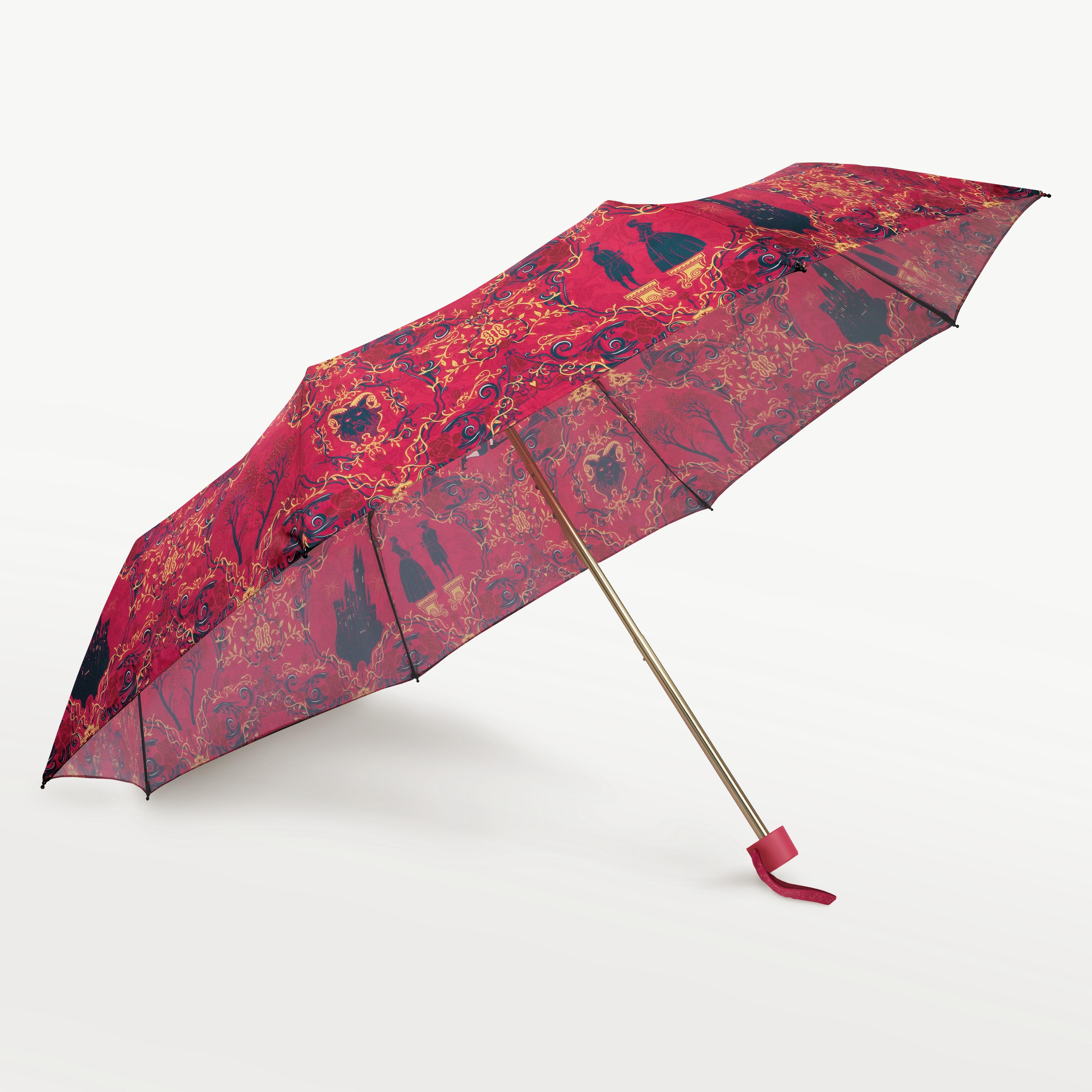 MinaLima Classics 'The Beauty and the Beast' character pattern umbrella.