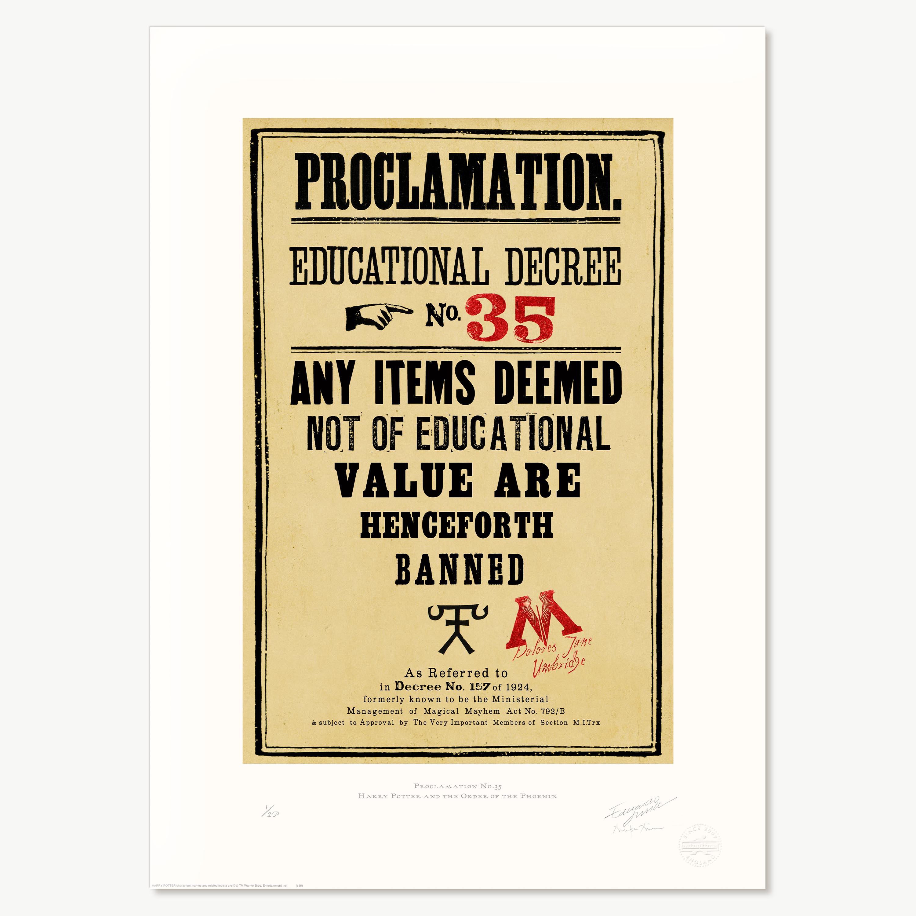 Ministry of Magic - Proclamation No.35