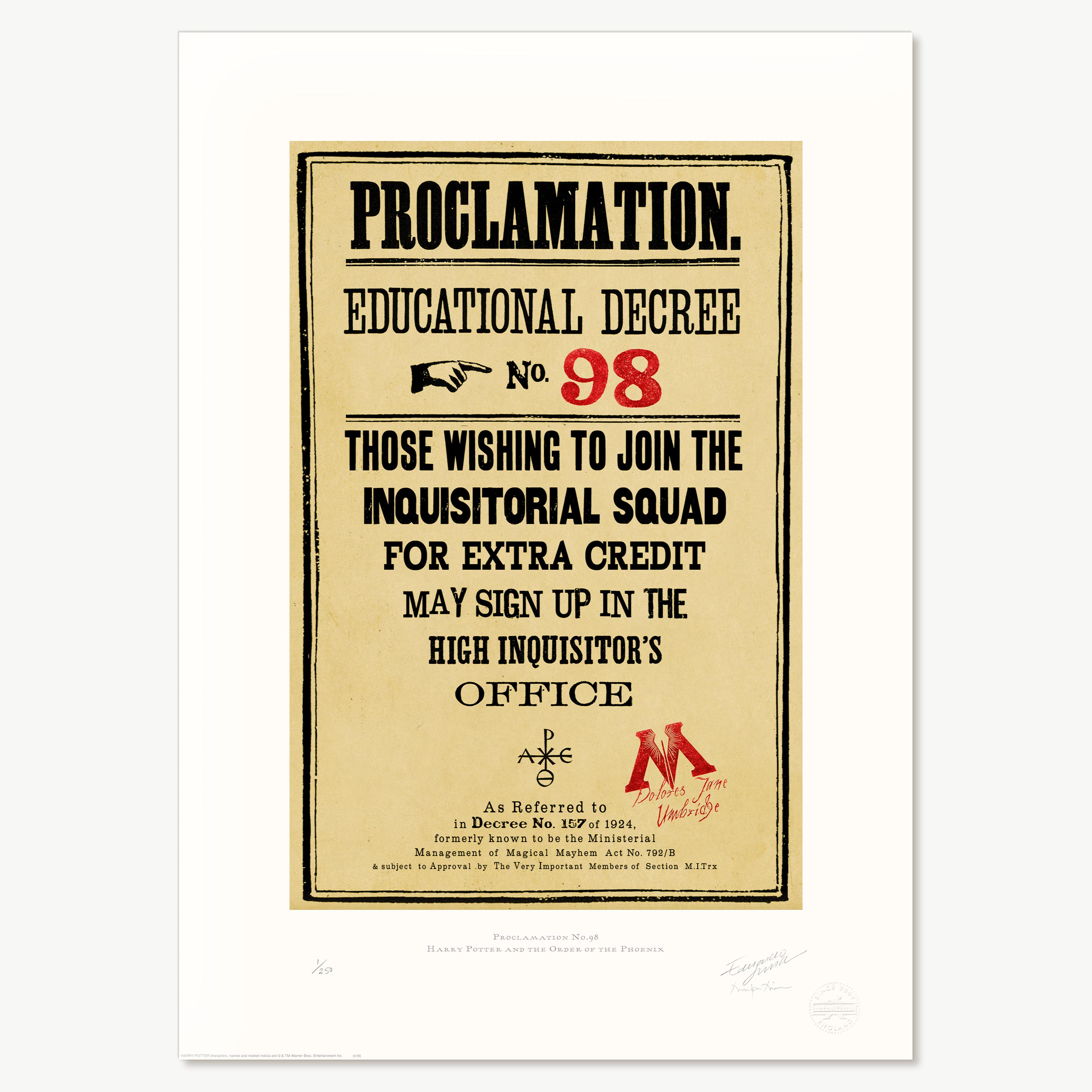 Ministry of Magic - Proclamation No.98