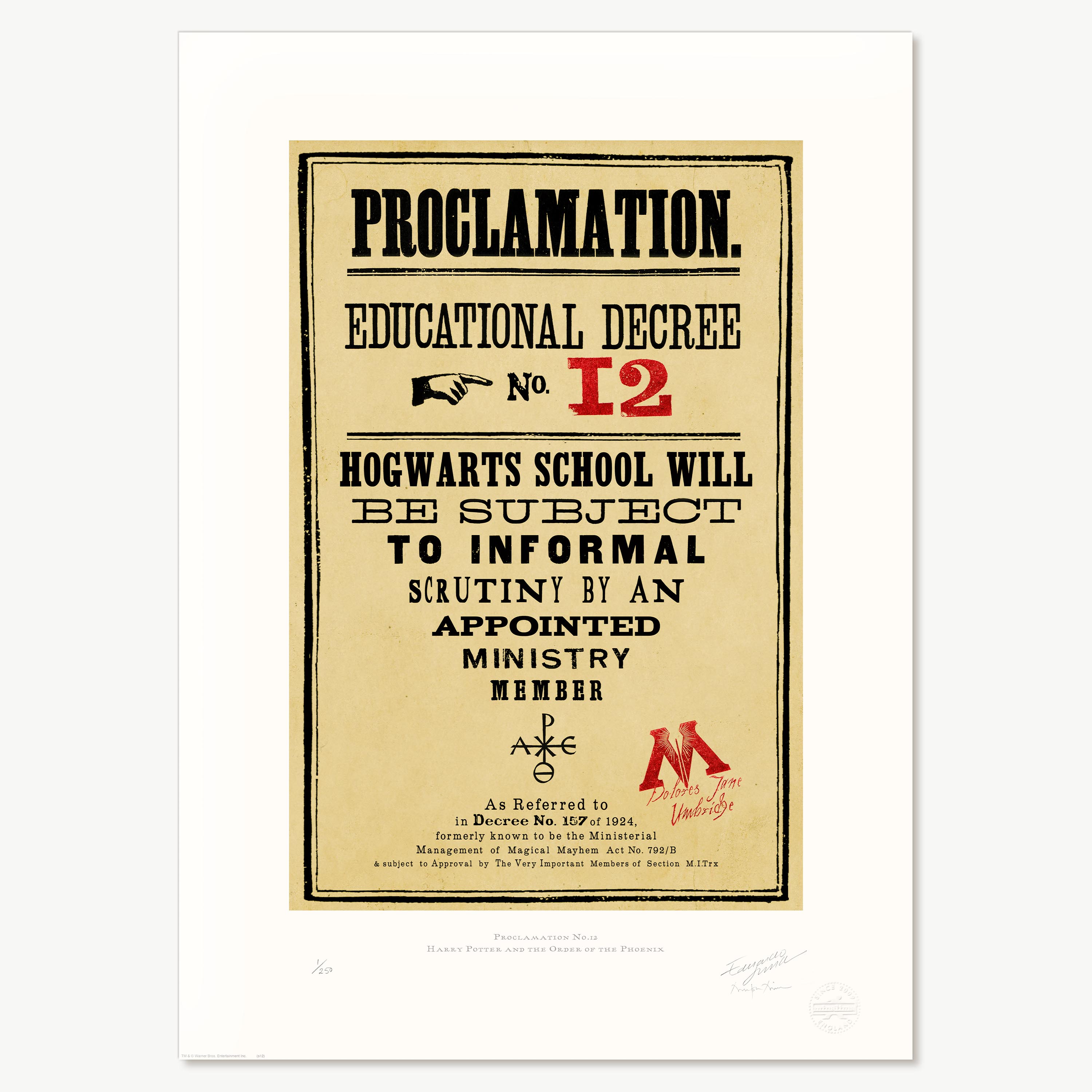 Ministry of Magic - Proclamation No.12