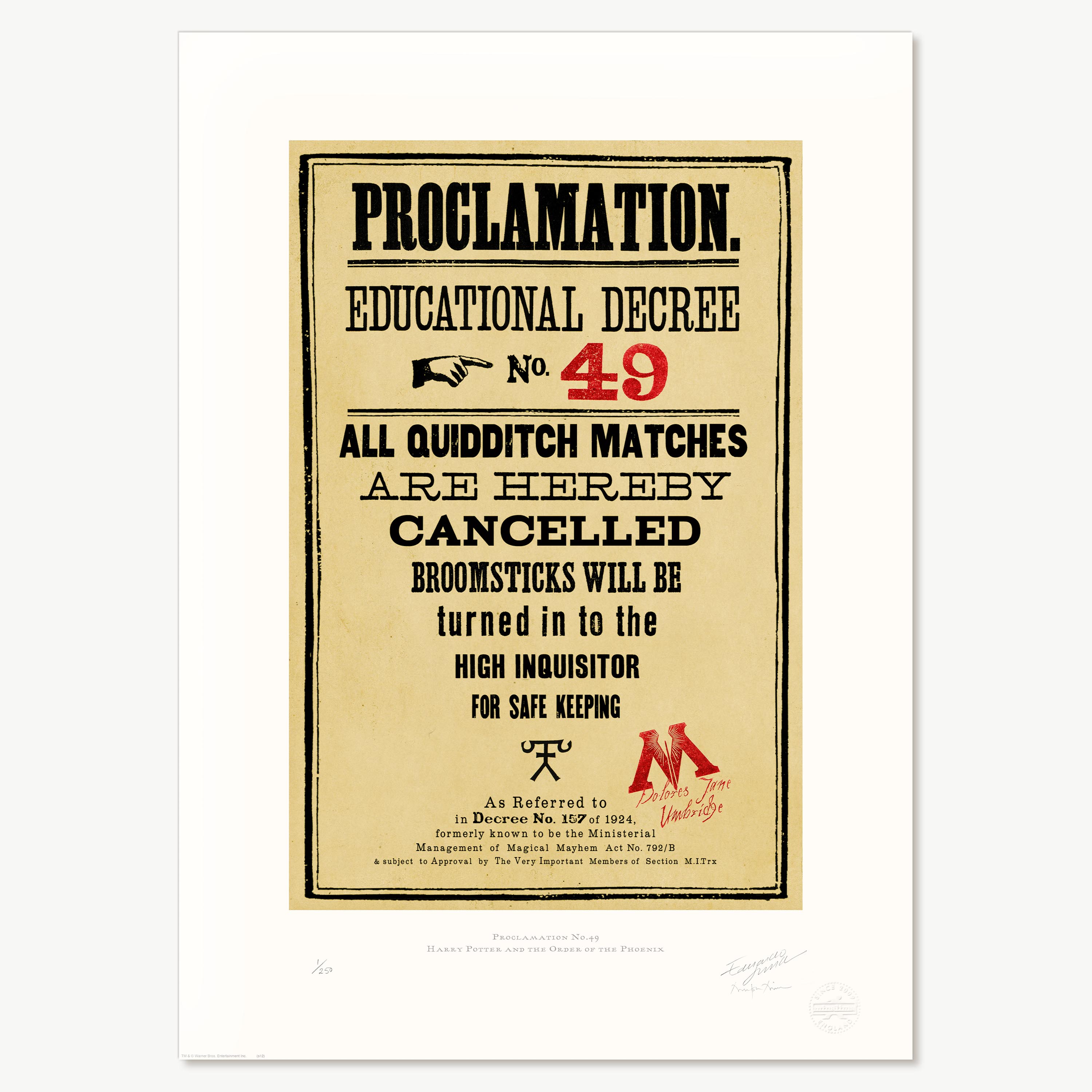 Ministry of Magic - Proclamation No.49