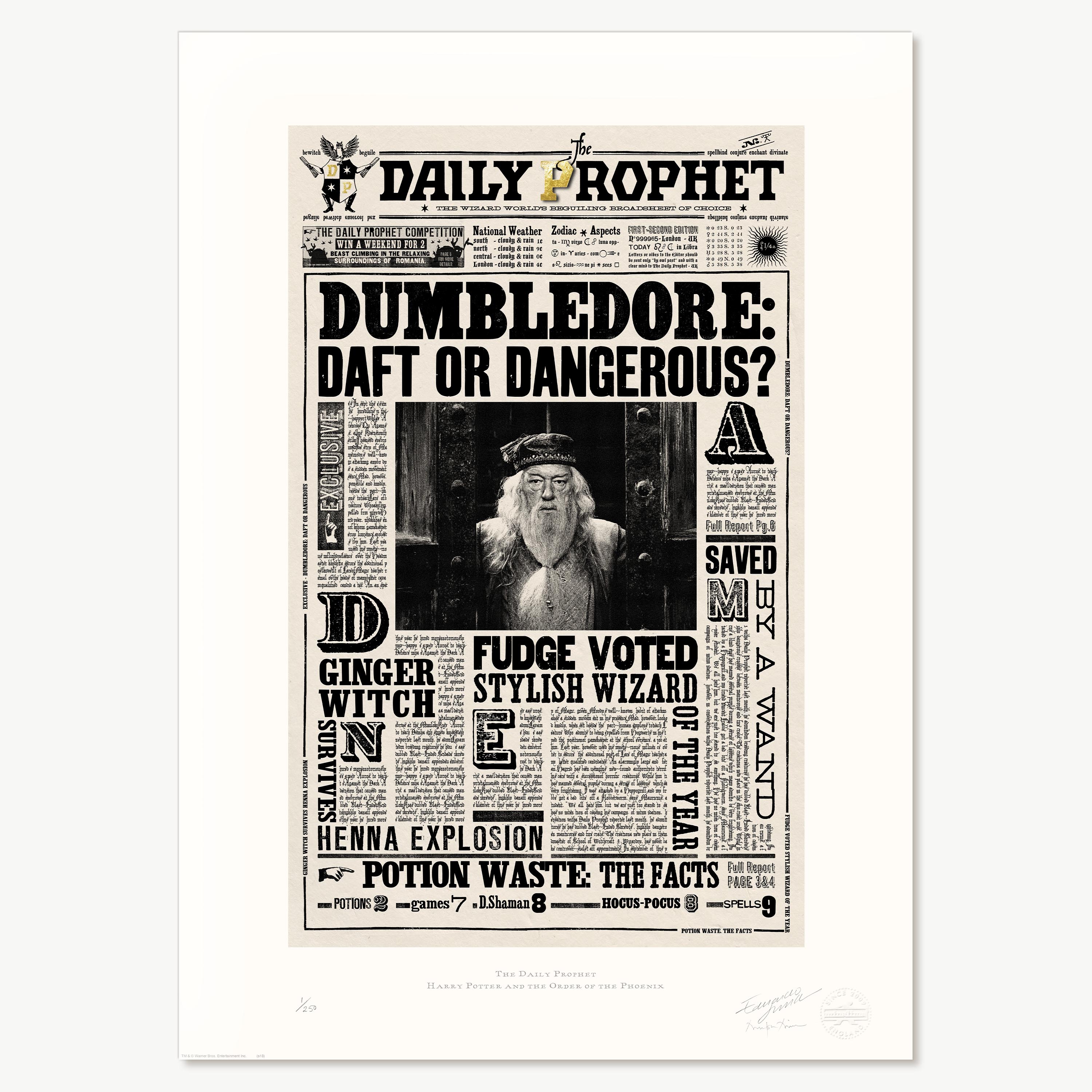 The Daily Prophet - 'Dumbledore: Daft or Dangerous?'