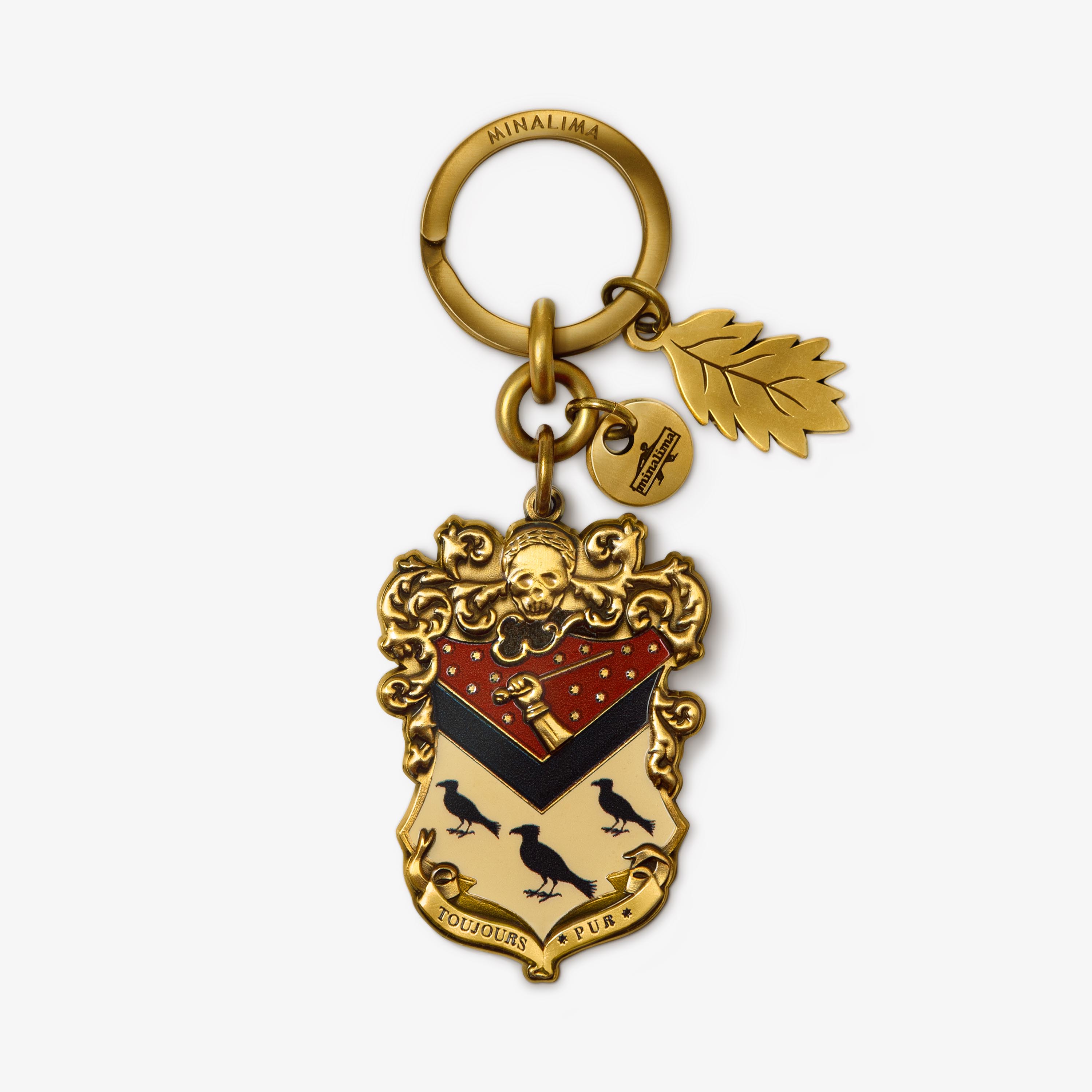 Keychain showing the Black Family Coat of Arms, inspired by the authentic graphic prop designed by MinaLima for the film 'Harry Potter and the Order of the Phoenix'.