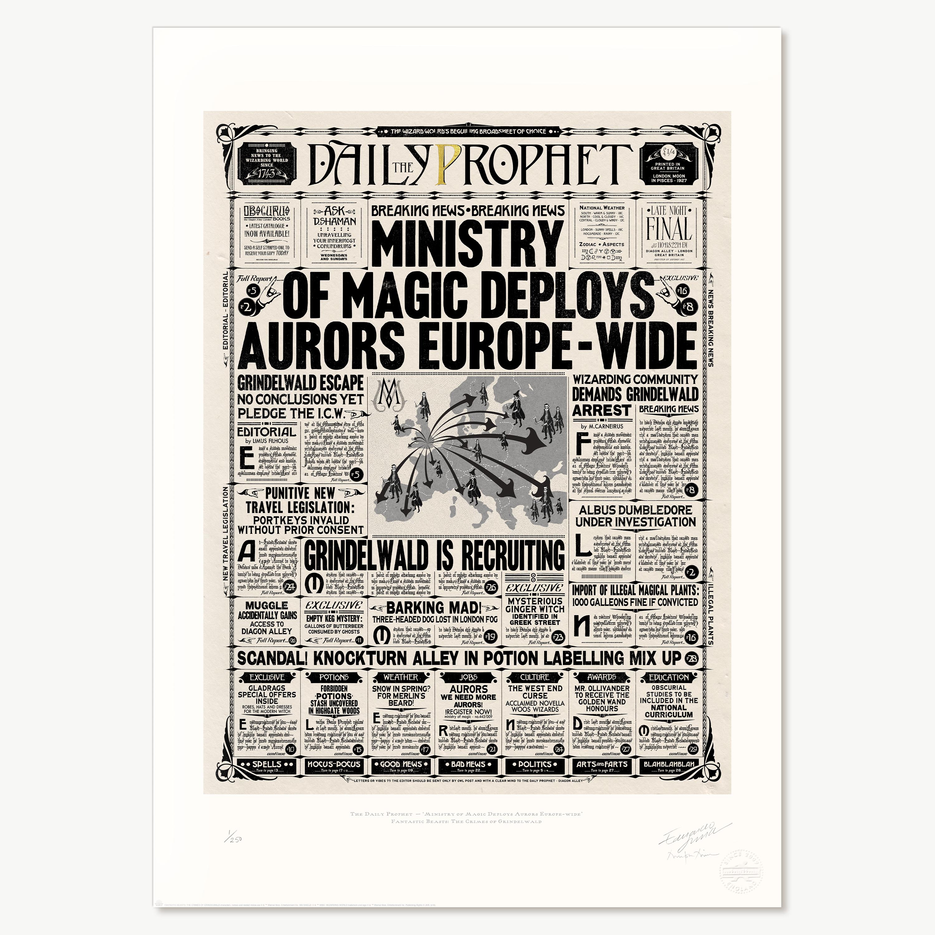 The Daily Prophet - ‘Ministry Of Magic Deploys Aurors Europe-Wide’