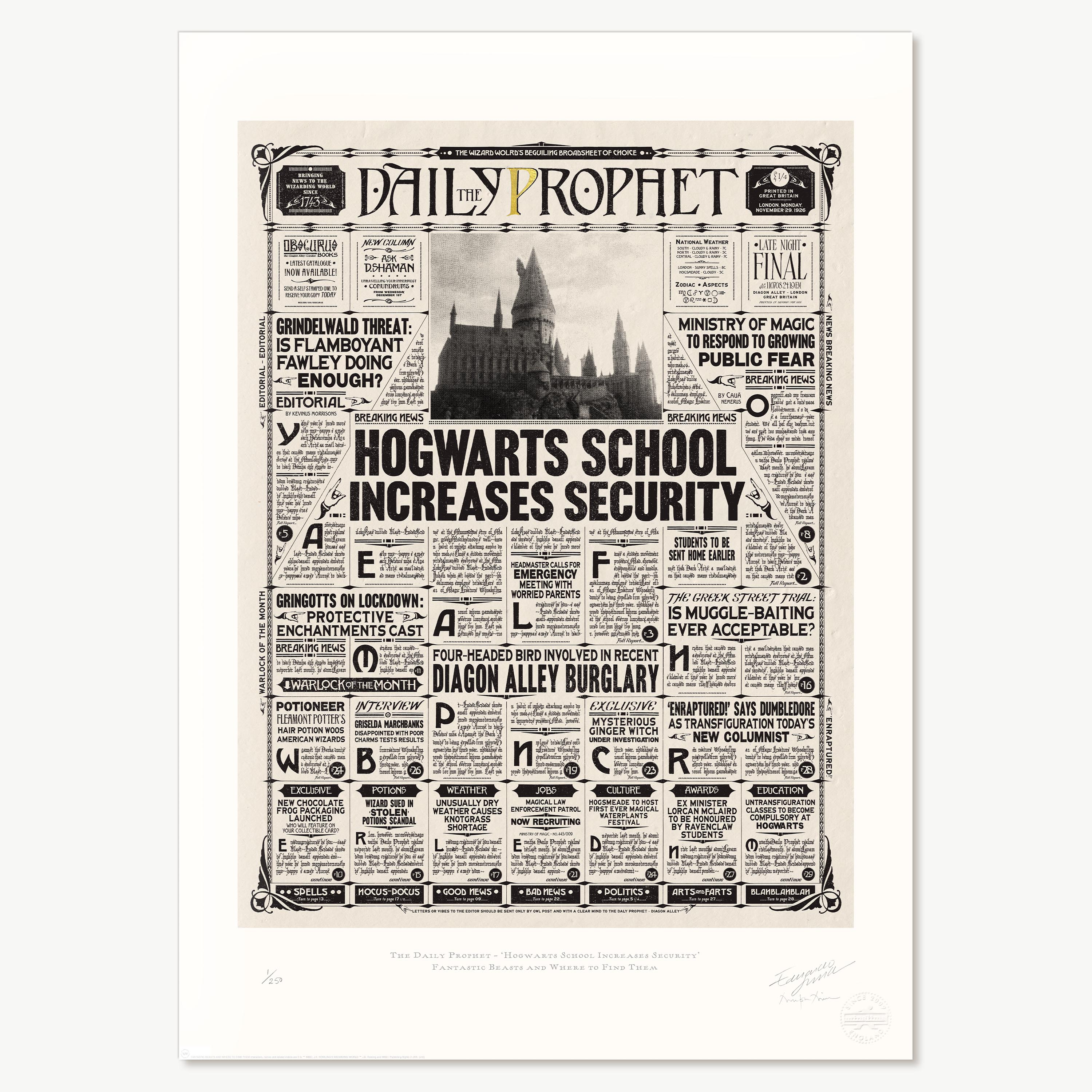 The Daily Prophet - ‘Hogwarts School Increases Security’