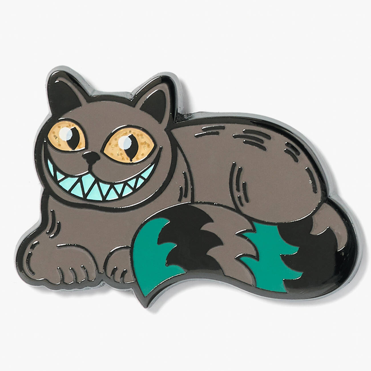 Cheshire Cat pin badge inspired by the MinaLima Classics illustrated edition of ‘Alice’s Adventures in Wonderland & Through the Looking-Glass’.