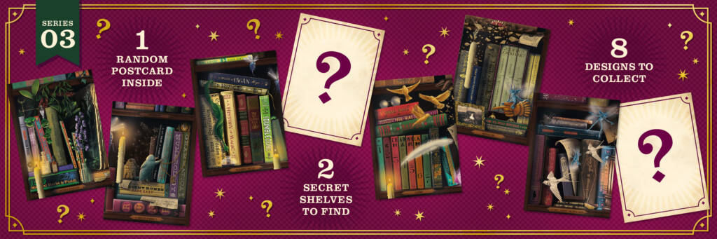 Mystery Postcard Series 03 - Wizarding Library. 1 random postcard inside, 2 secret shelves, 8 designs to collect.