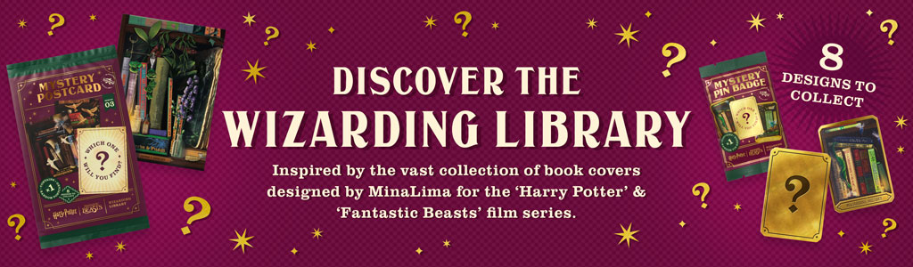 Discover the Wizarding Library. Inspired by the vast collection of book covers designed by MinaLima for the 'Harry Potter' and 'Fantastic Beasts' film series.