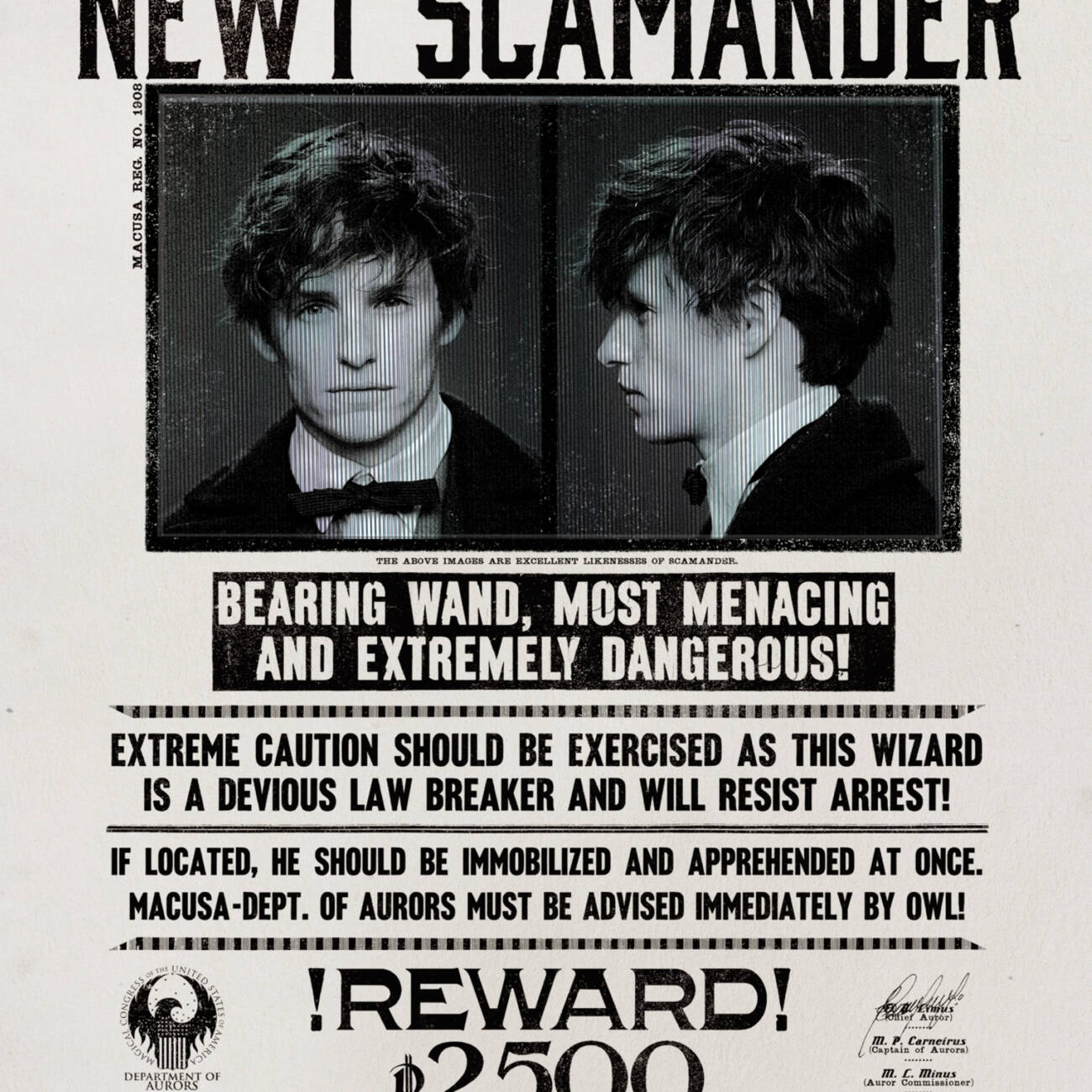 Newt Scamander Wanted Notice 3D lenticular notecard
