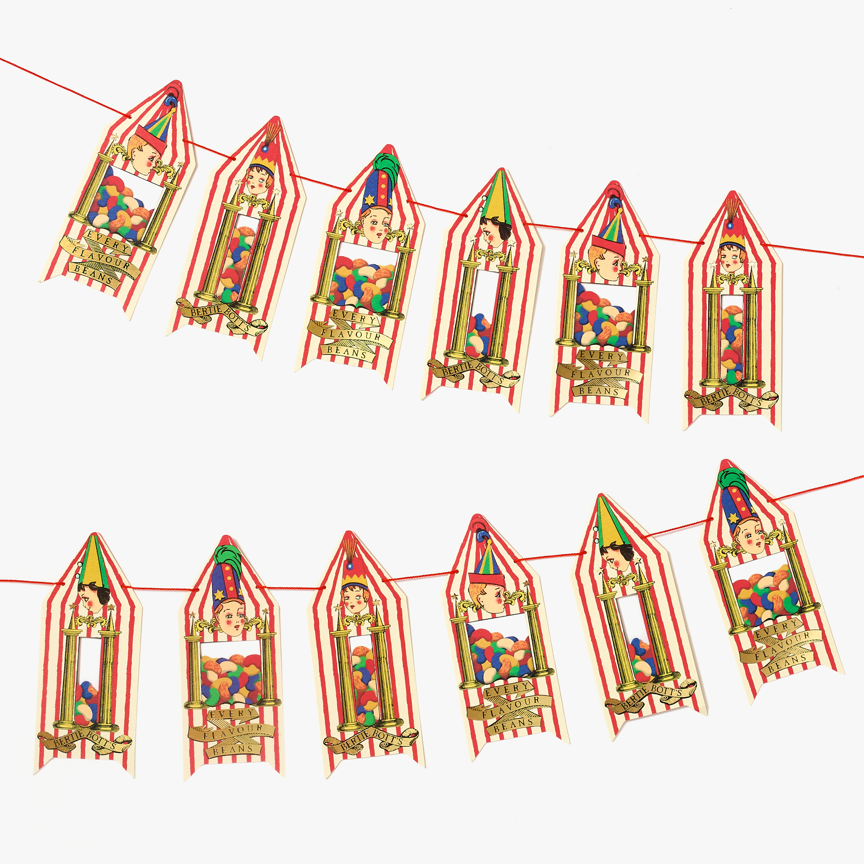 Bertie Bott's Every-Flavour Beans packaging - hanging garland decoration