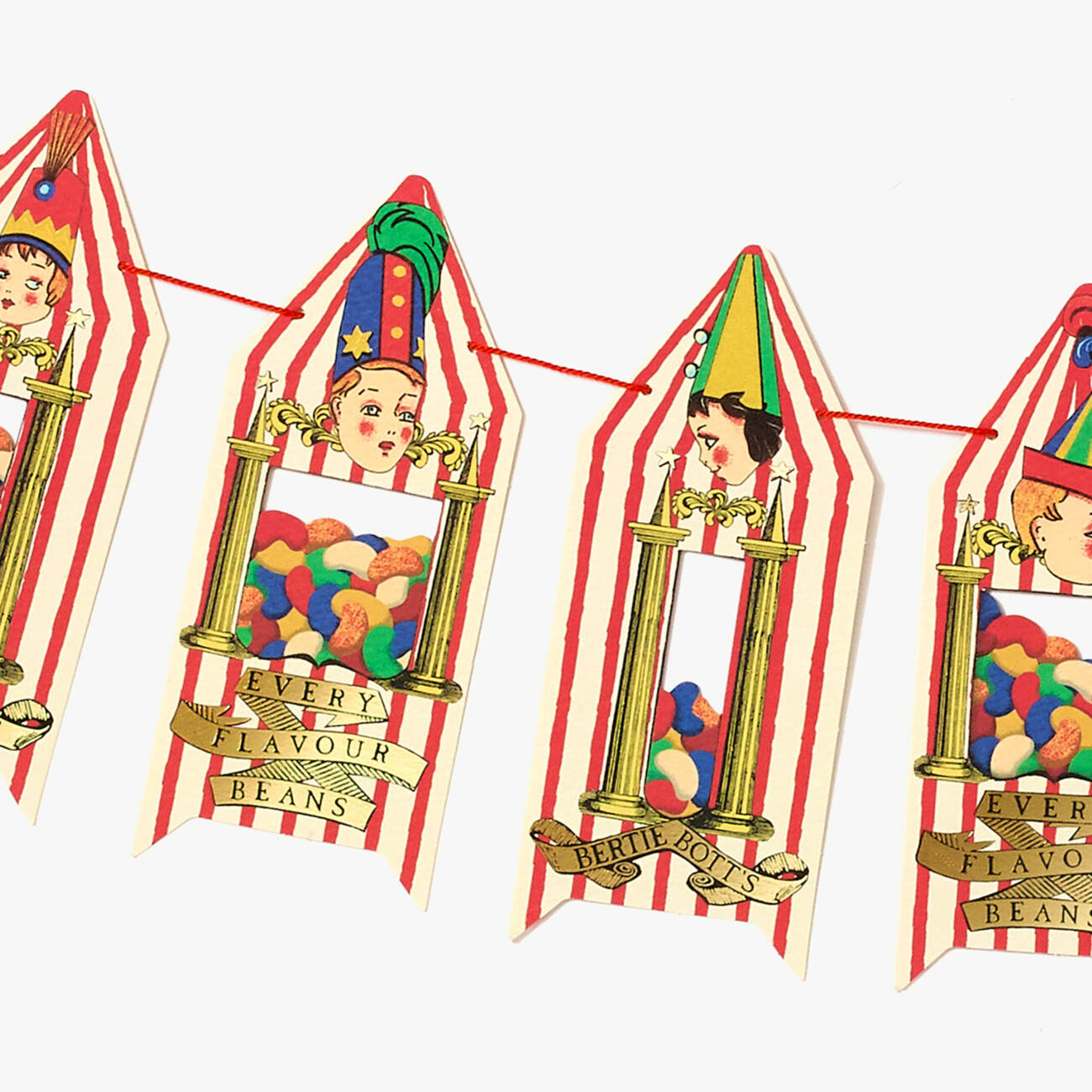 Bertie Bott's Every-Flavour Beans packaging - hanging garland decoration