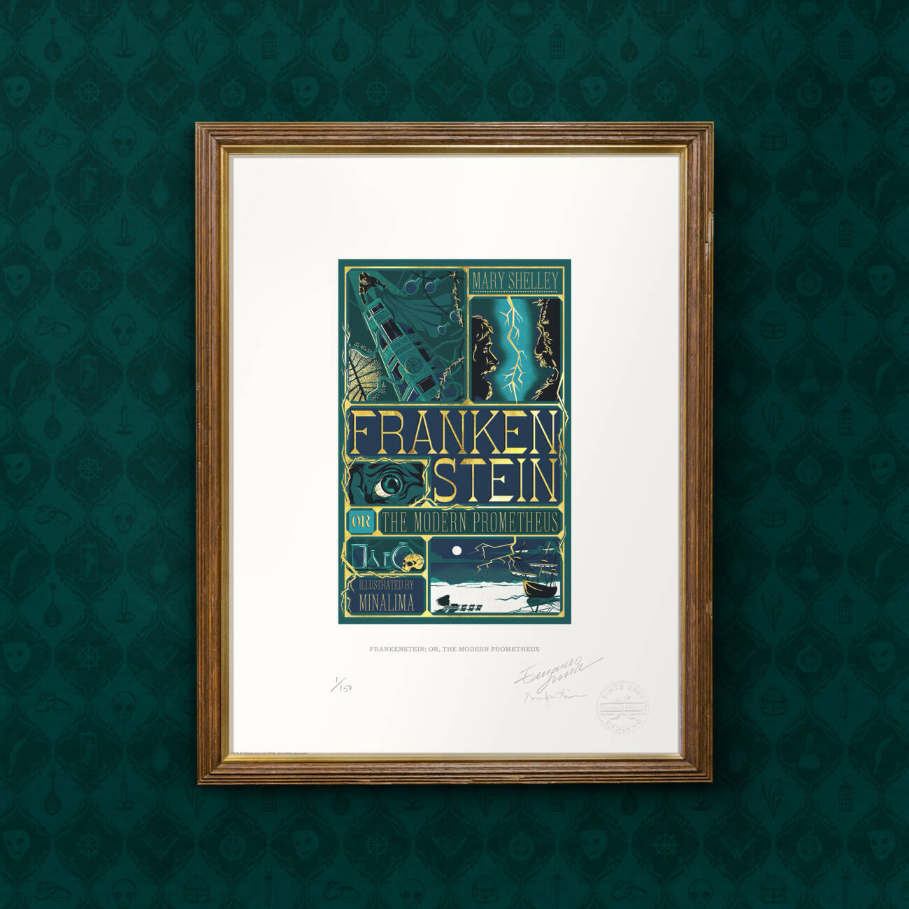 Frankenstein book cover premium art print