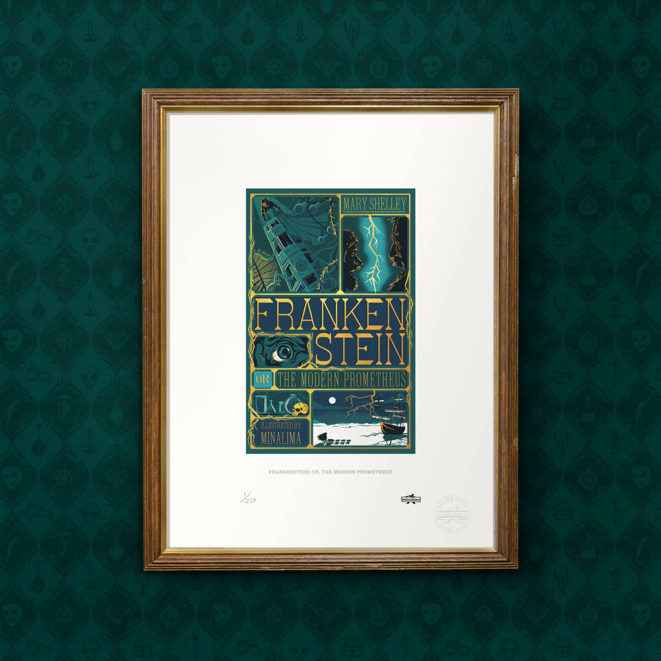 Frankenstein book cover standard art print