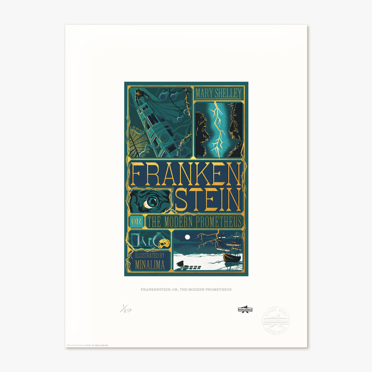 Frankenstein book cover standard art print