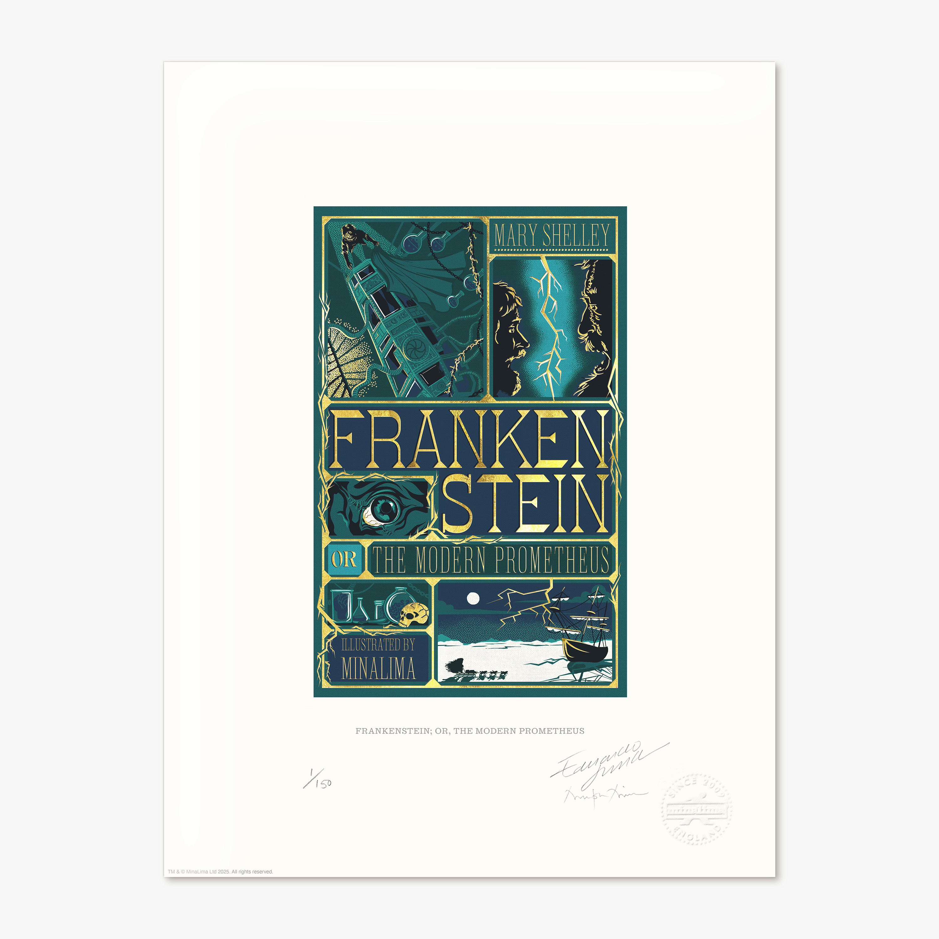 Frankenstein book cover art print