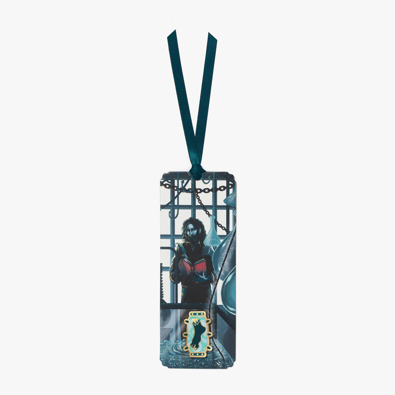 Frankenstein pin badge and illustrated bookmark 'From the Dissecting Room'