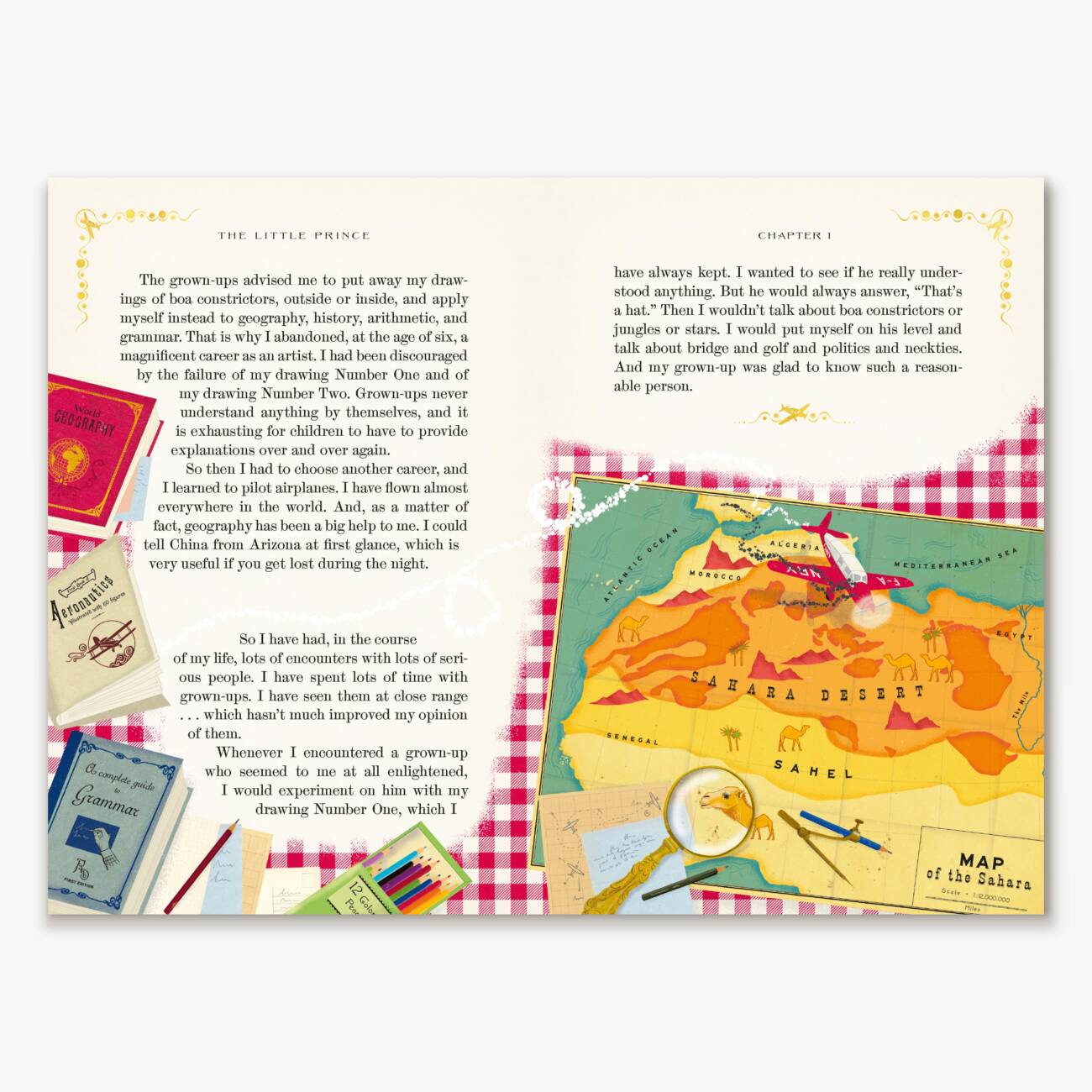 The Little Prince by Antoine de Saint-Exupéry, Illustrated by MinaLima - Chapter I.