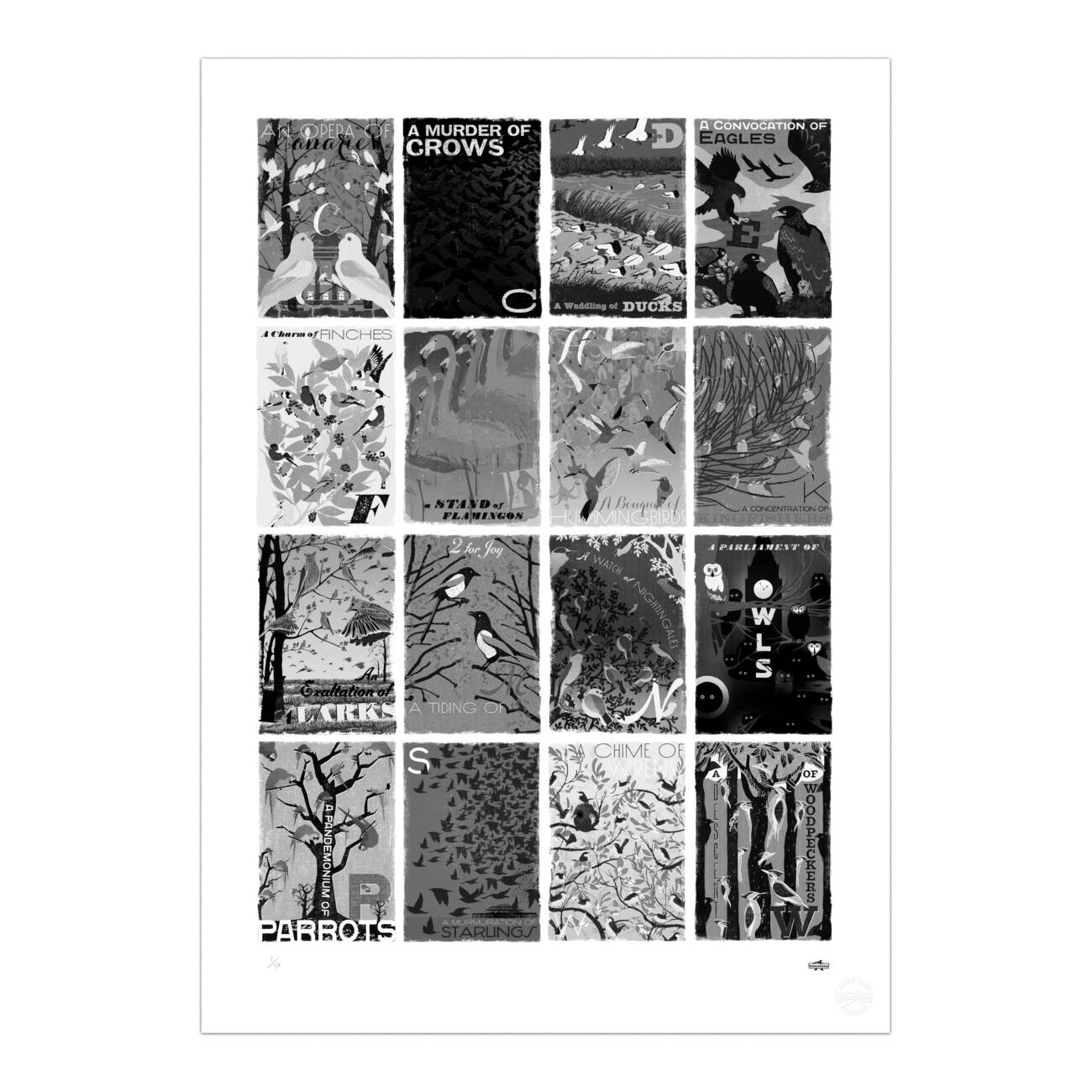 MinaLima Collective Nouns - Birds compilation Art Print