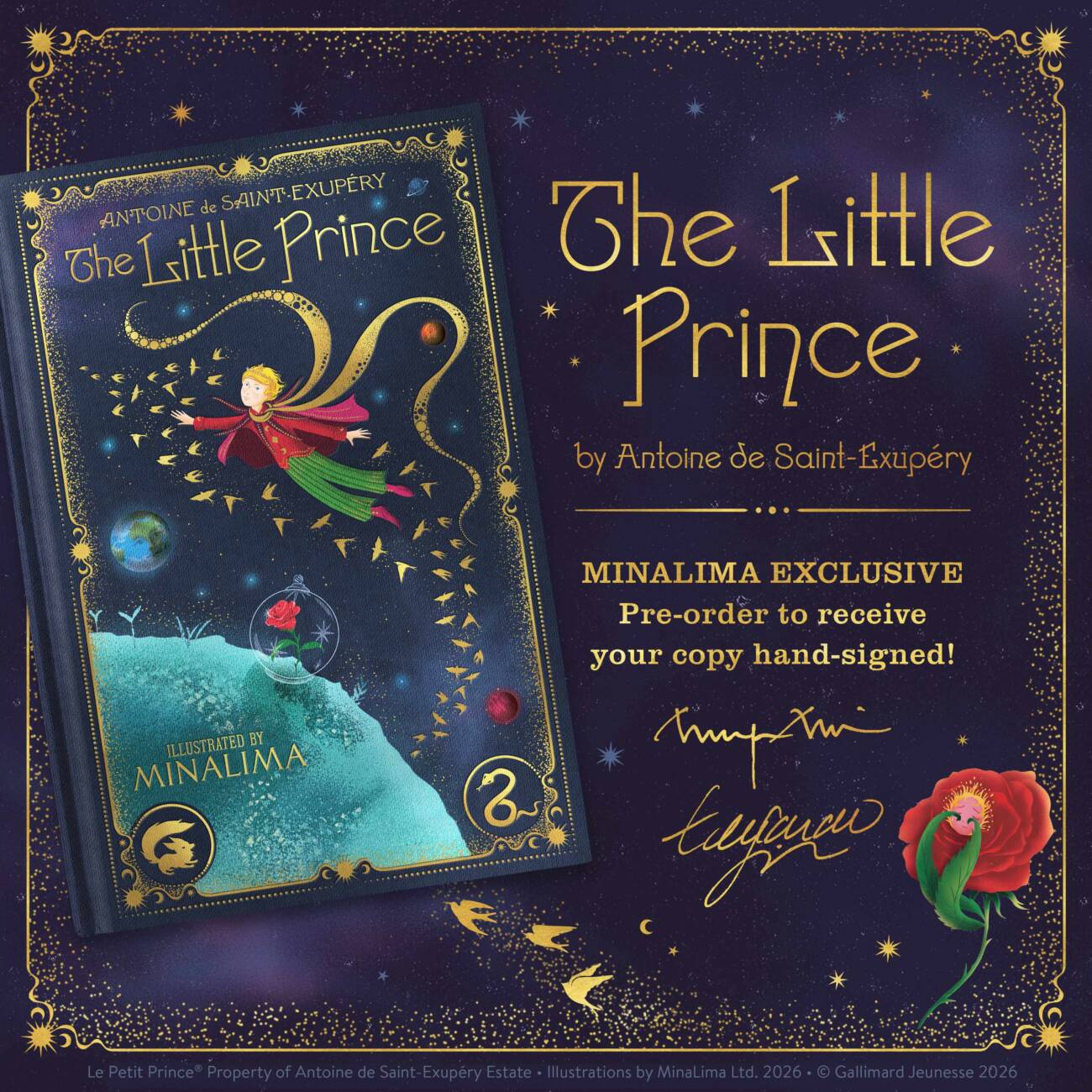 The Little Prince by Antoine de Saint-Exupéry, Illustrated by MinaLima. MinaLima exclusive - pre-order to receive your copy hand-signed!