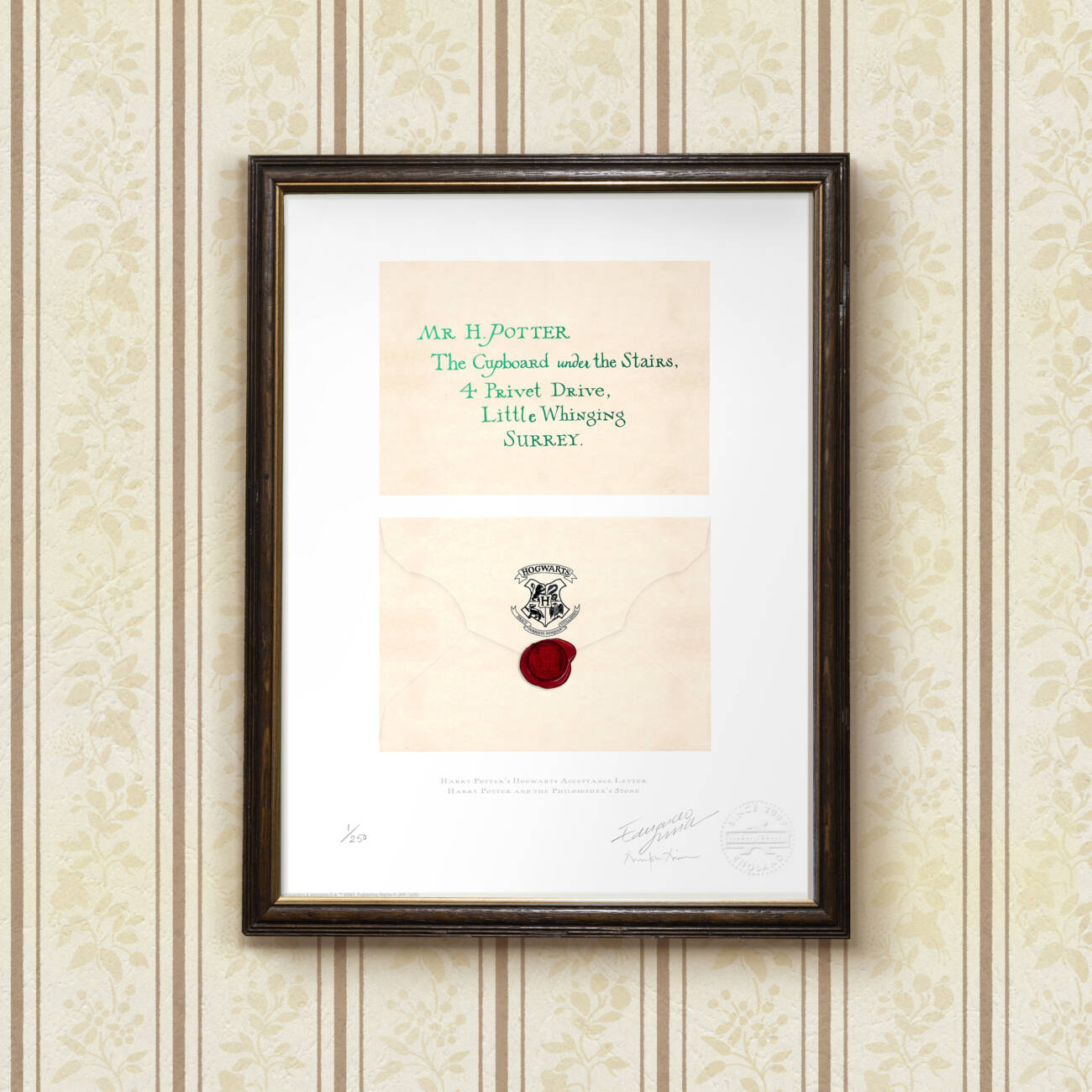 Harry Potter Acceptance Letter Premium Limited Edition Art Print (framed view).