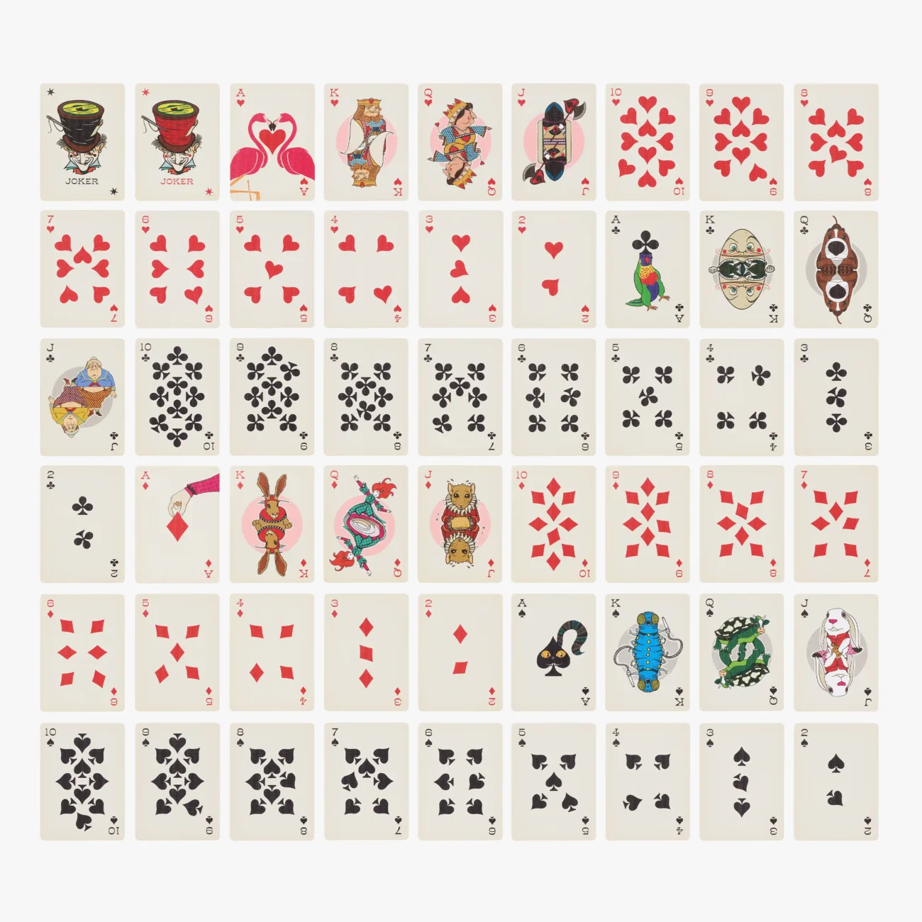 MinaLima Classics ‘Alice’s Adventures in Wonderland’ playing card set - Display of all 54 Cards