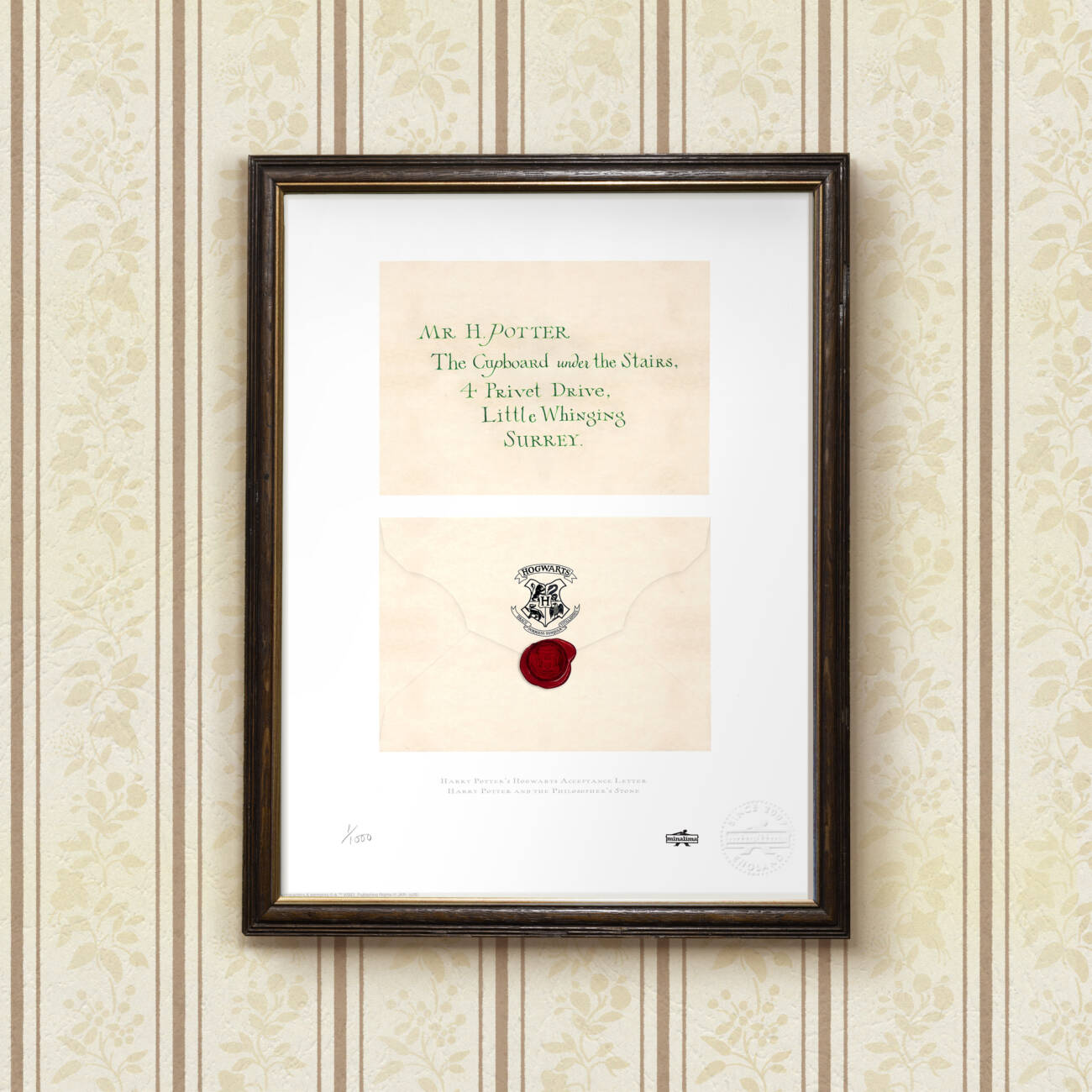 Harry Potter Acceptance Letter Standard Limited Edition Art Print (framed view).