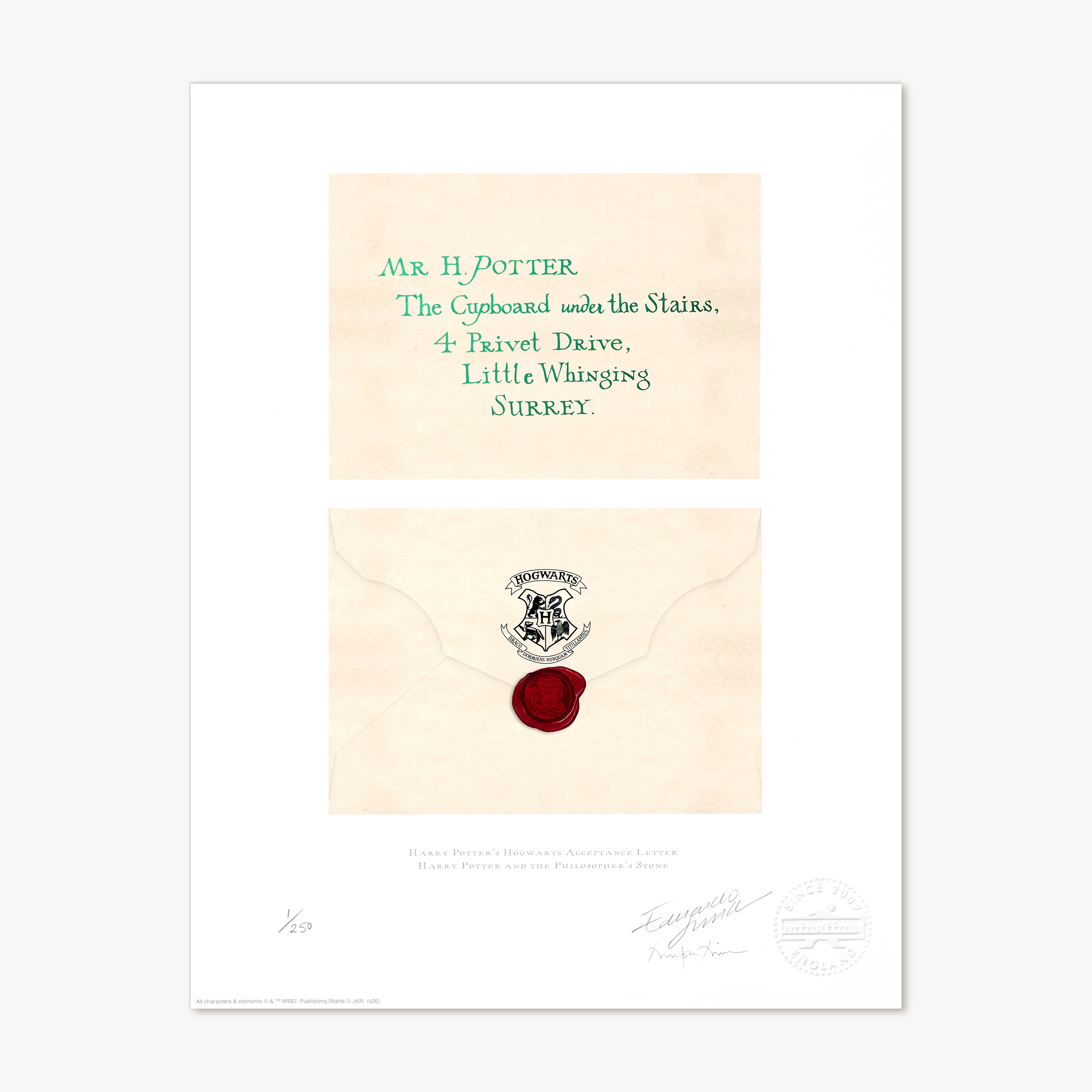 Harry Potter Acceptance Letter Limited Edition Art Print
