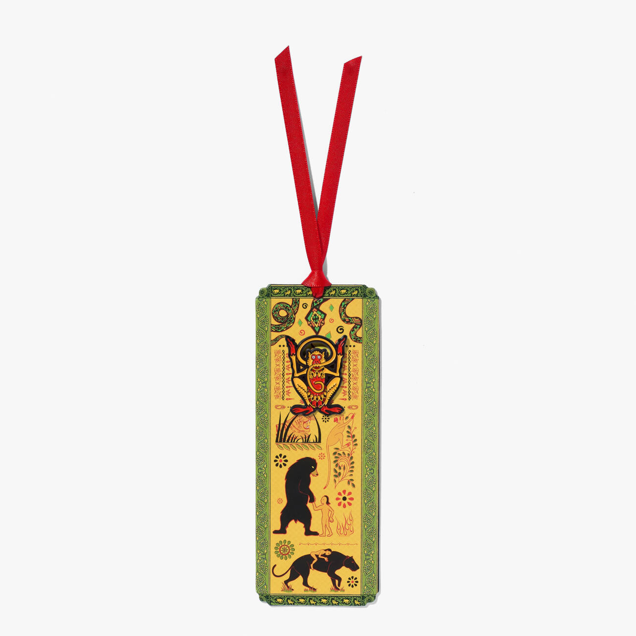 The Jungle Book Bandar-log (Monkey People) pin badge, fastened to a themed illustrated bookmark.