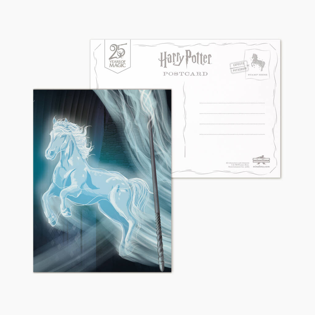 Ginny's horse Patronus postcard from the Harry Potter Mystery Postcard Series 04 (front and back view)