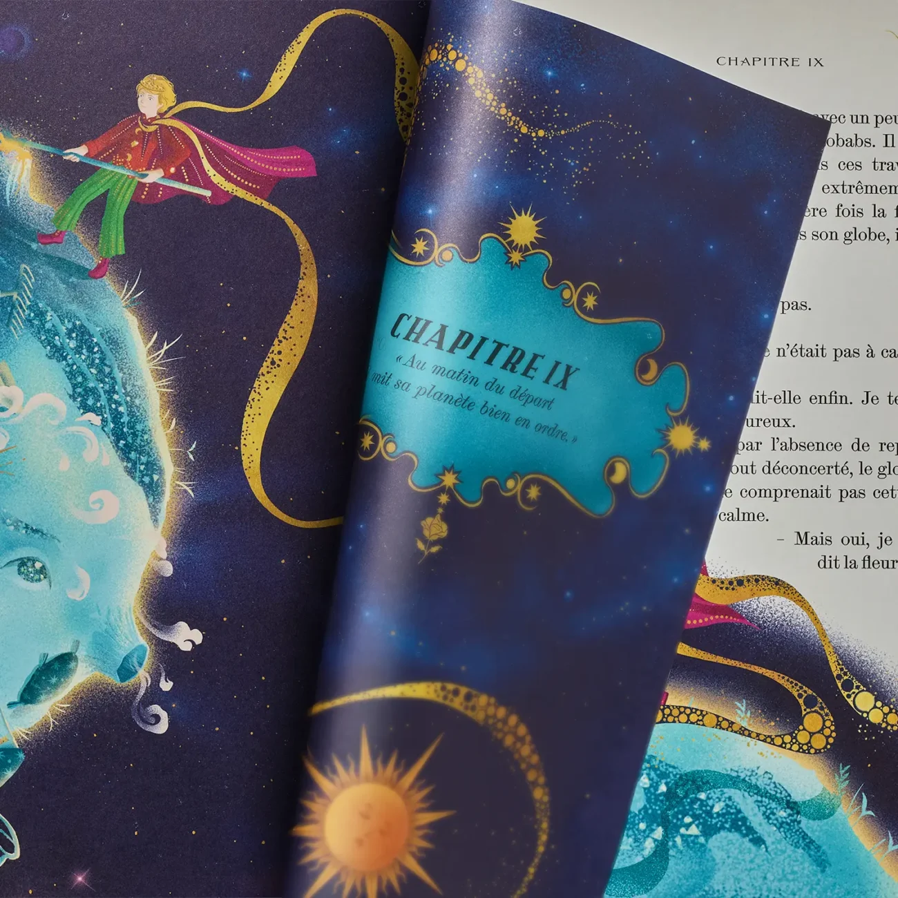 Le Petit Prince (French edition) by Antoine de Saint-Exupéry, Illustrated by MinaLima - chapitre IX.