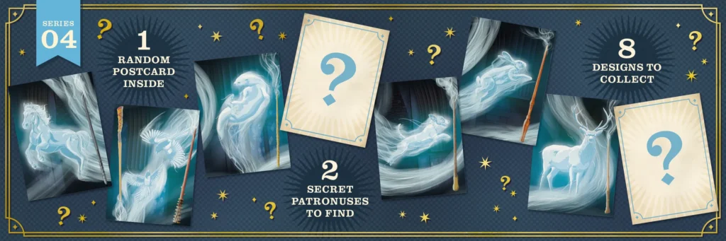 Mystery Postcard Series 04 - 1 random postcard inside, 2 secret Patronuses to find, 8 designs to collect