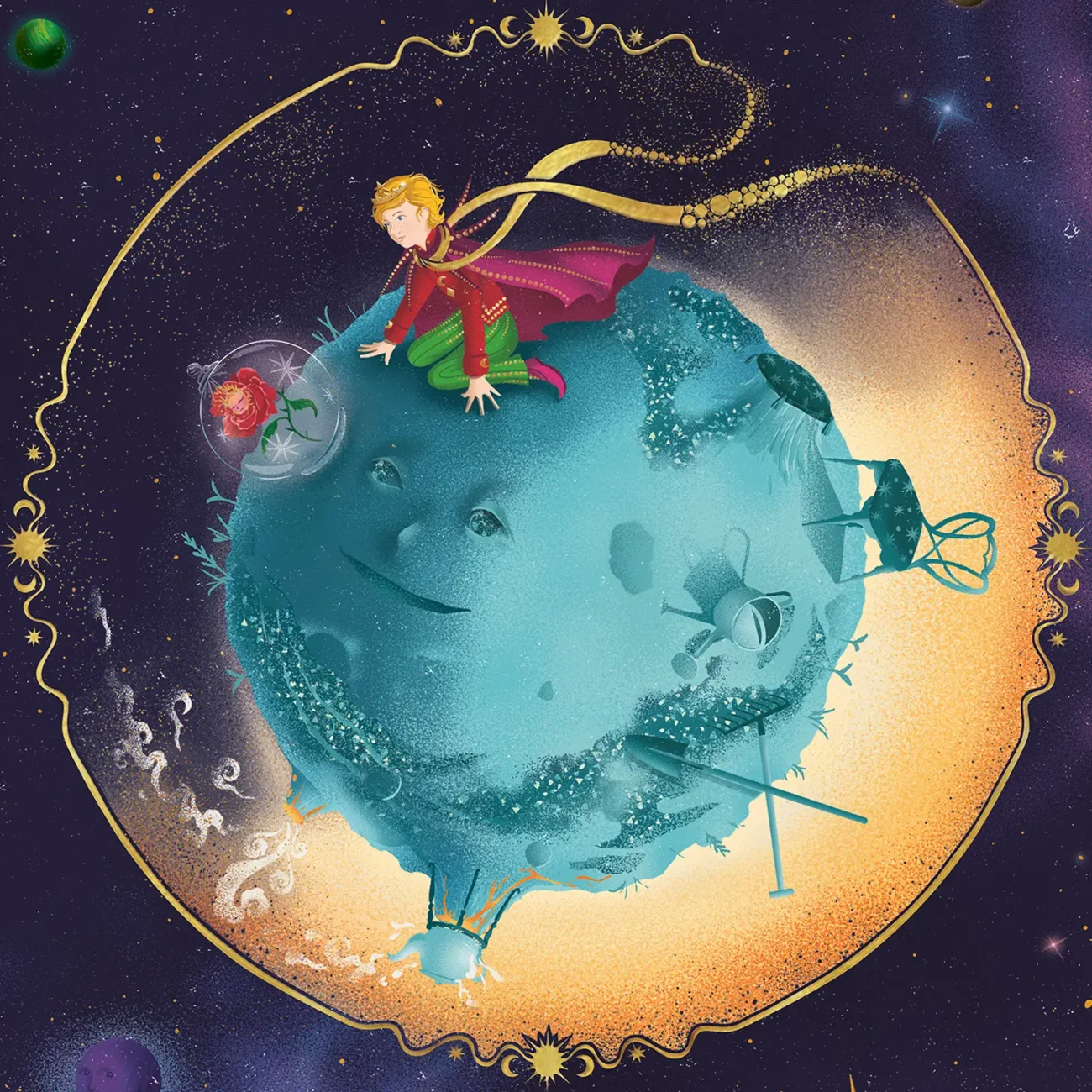 Premium limited edition art print “She perfumed my planet and lit up my life”, taken from The Little Prince by Antoine de Saint-Exupéry from the MinaLima Illustrated edition (detail)