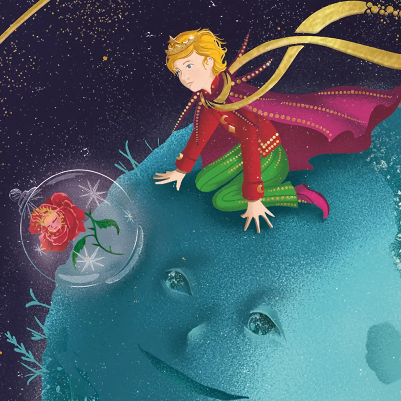 Premium limited edition art print “She perfumed my planet and lit up my life”, taken from The Little Prince by Antoine de Saint-Exupéry from the MinaLima Illustrated edition (detail).